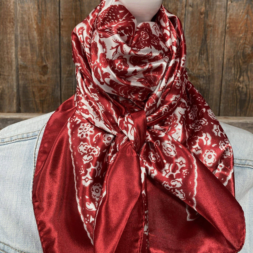 Red & Cream Paisley Wild Rag - Western Scarf