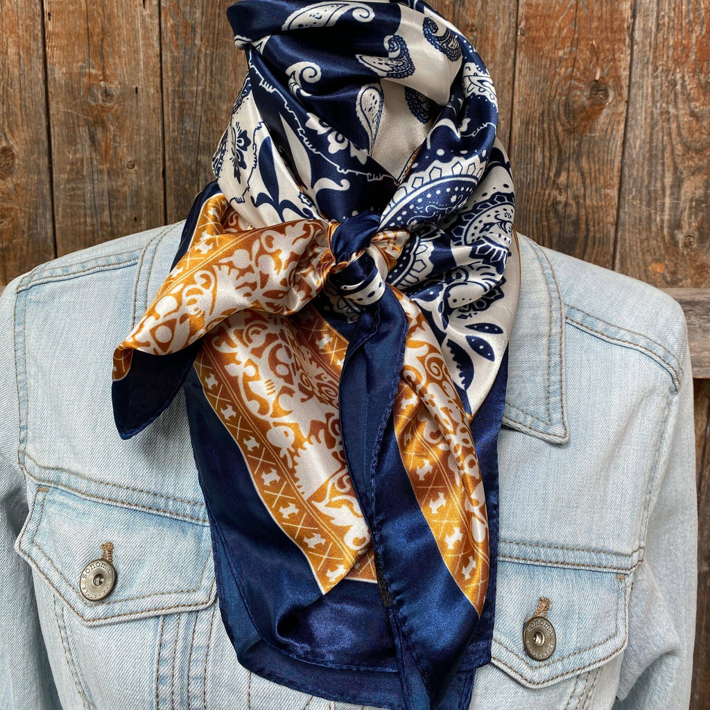 Blue Two-Toned Paisley Wild Rag - Western Scarf