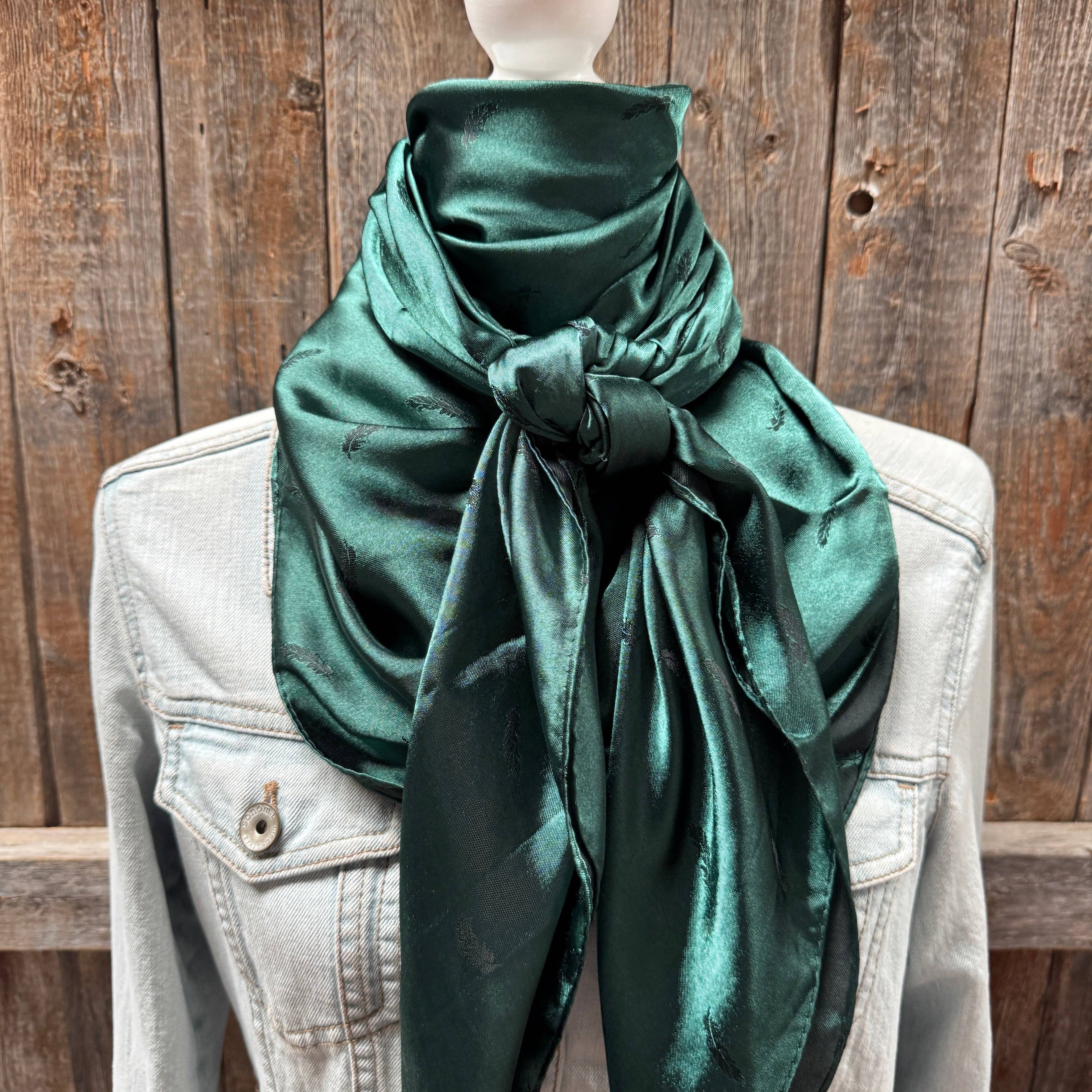 42X42" Emerald Jacquard Wild Rag - Western Scarf