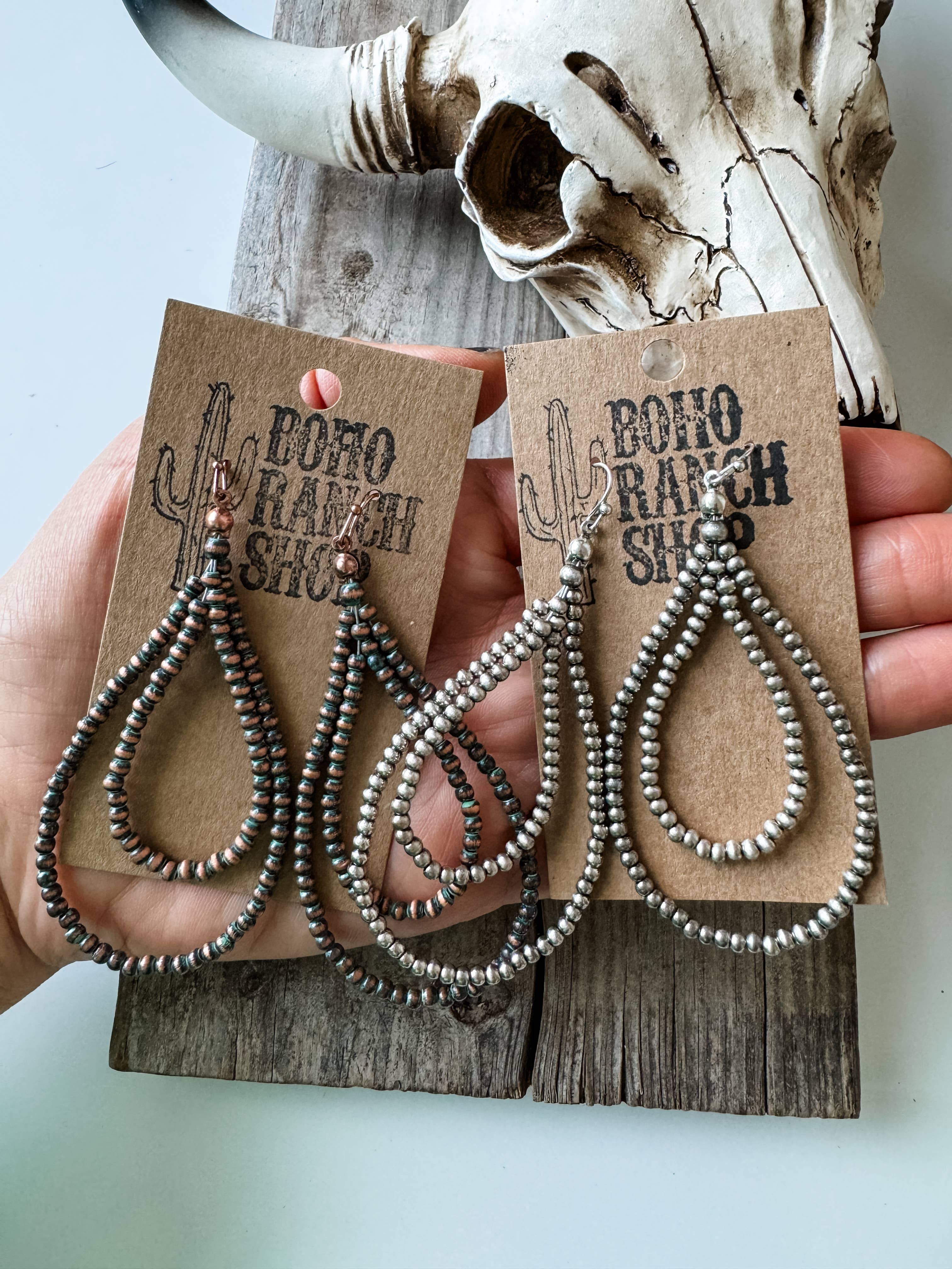 Long Navajo Style Pearl Earrings