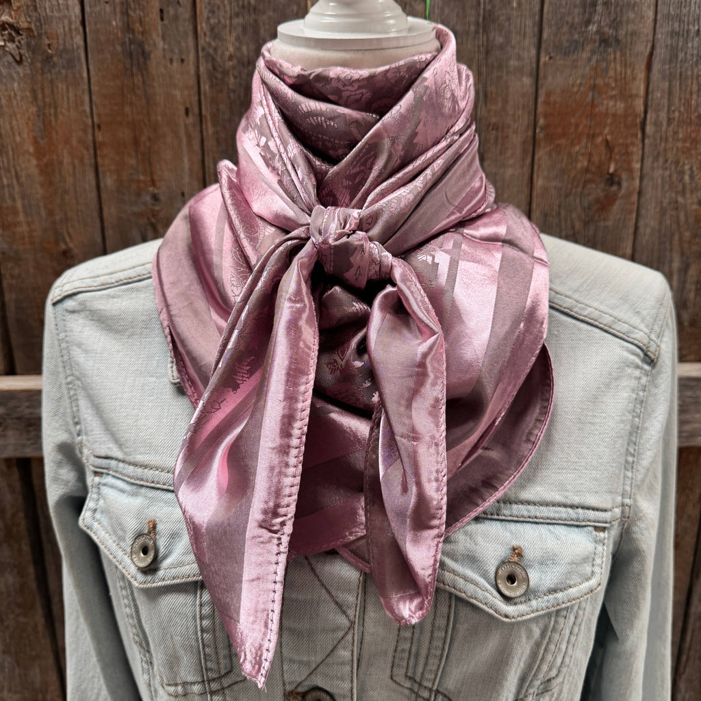35X35" Pink Jacquard Wild Rag - Western Scarf