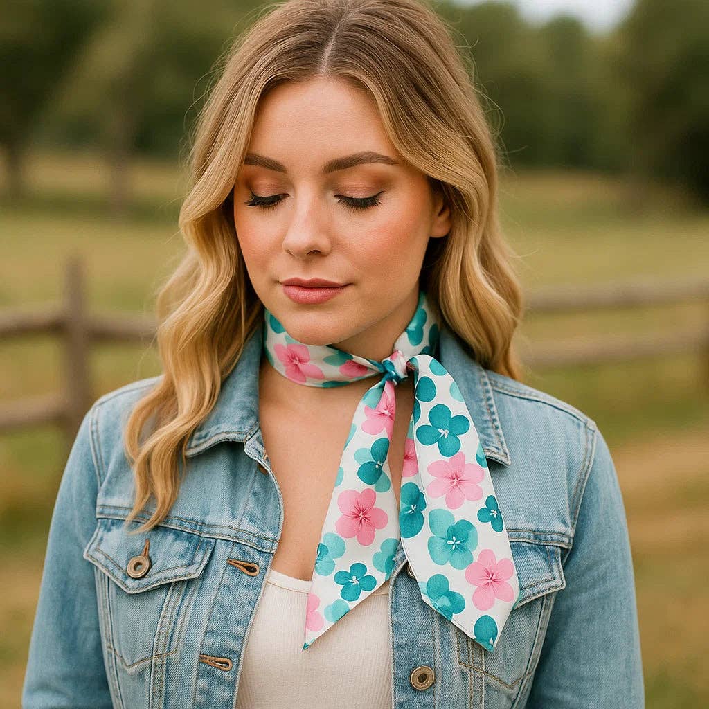 Pink and Teal Western Twilly Scarf