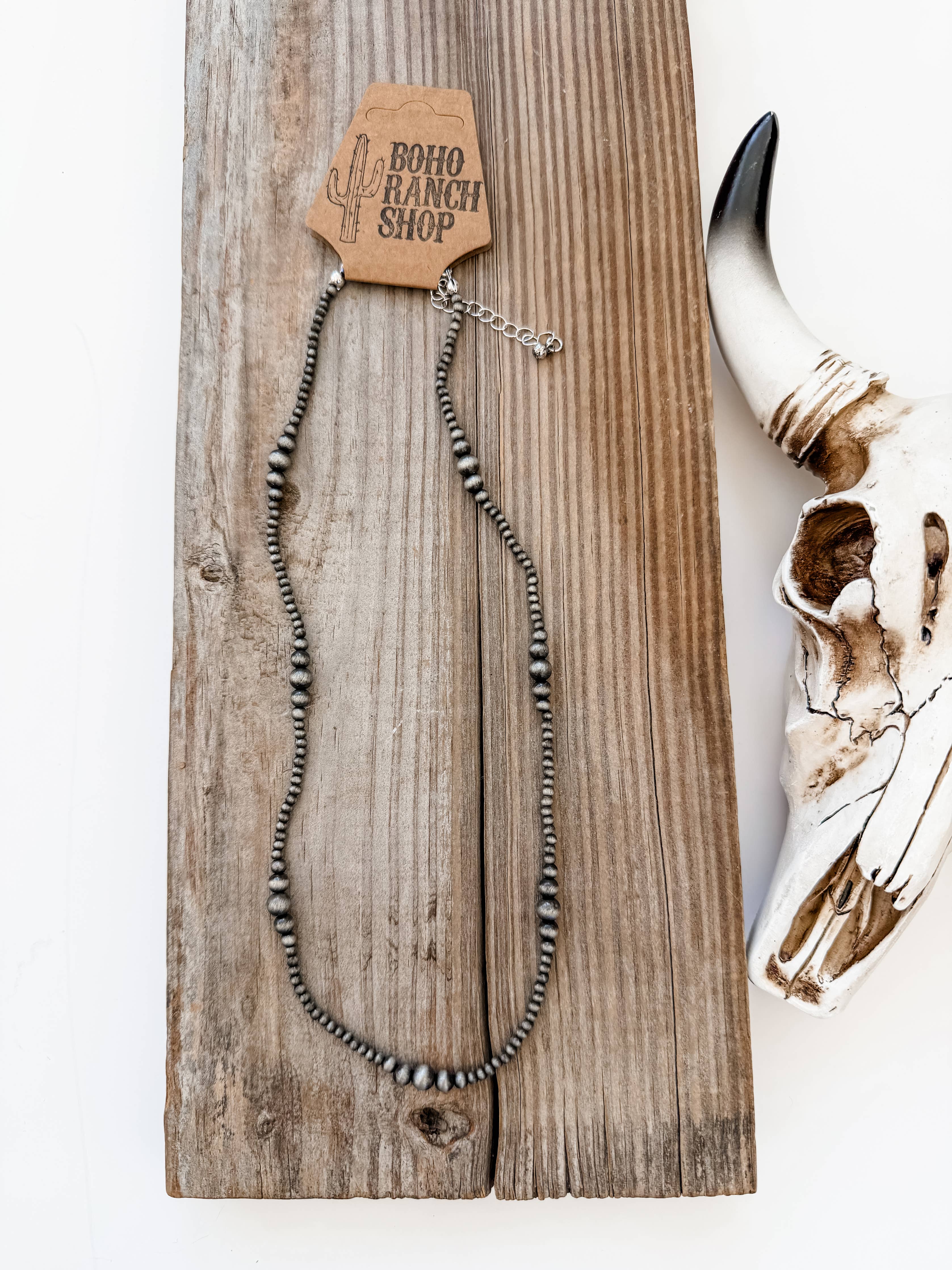 Western Style Navajo Pearl Necklace: SILVER