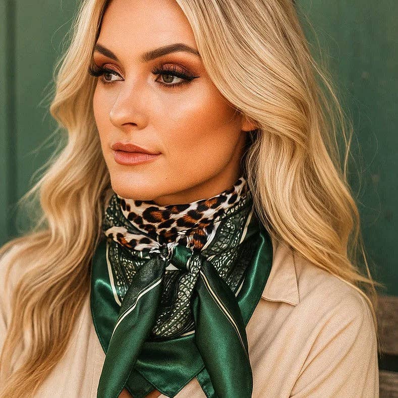 Green Animal Print Wild Rag - Western Scarf