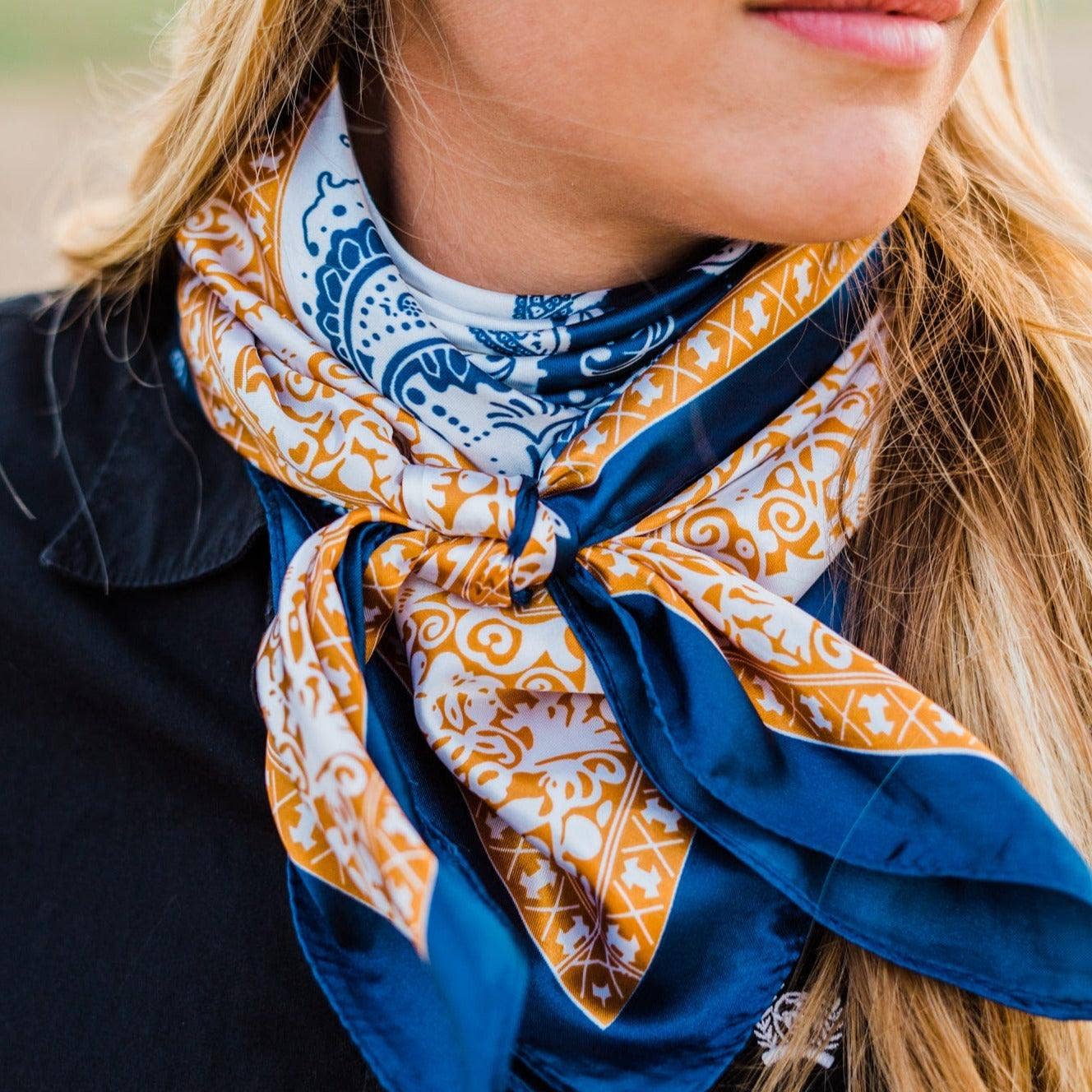 Blue Two-Toned Paisley Wild Rag - Western Scarf