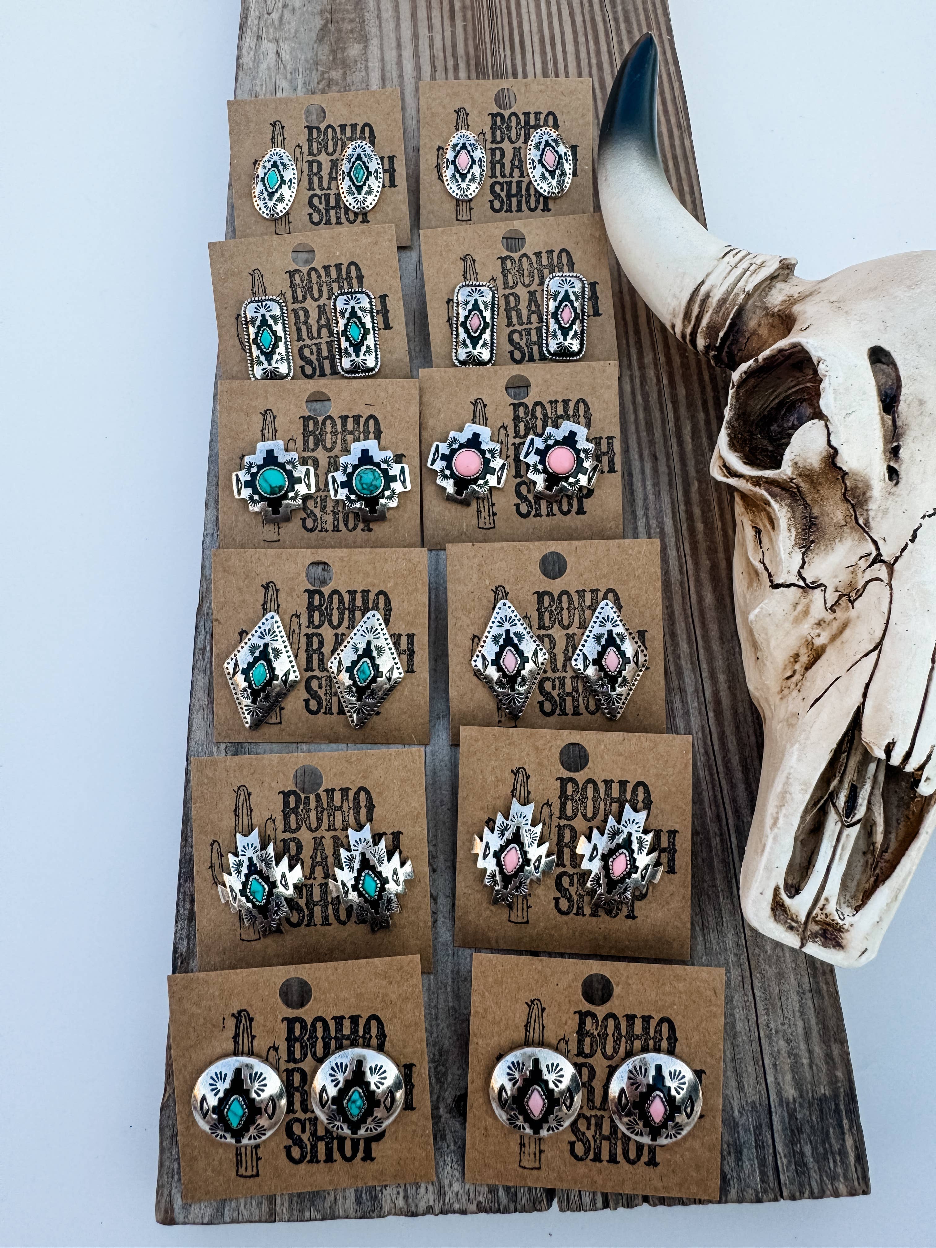 Aztec Post Earrings OVAL TURQUOISE