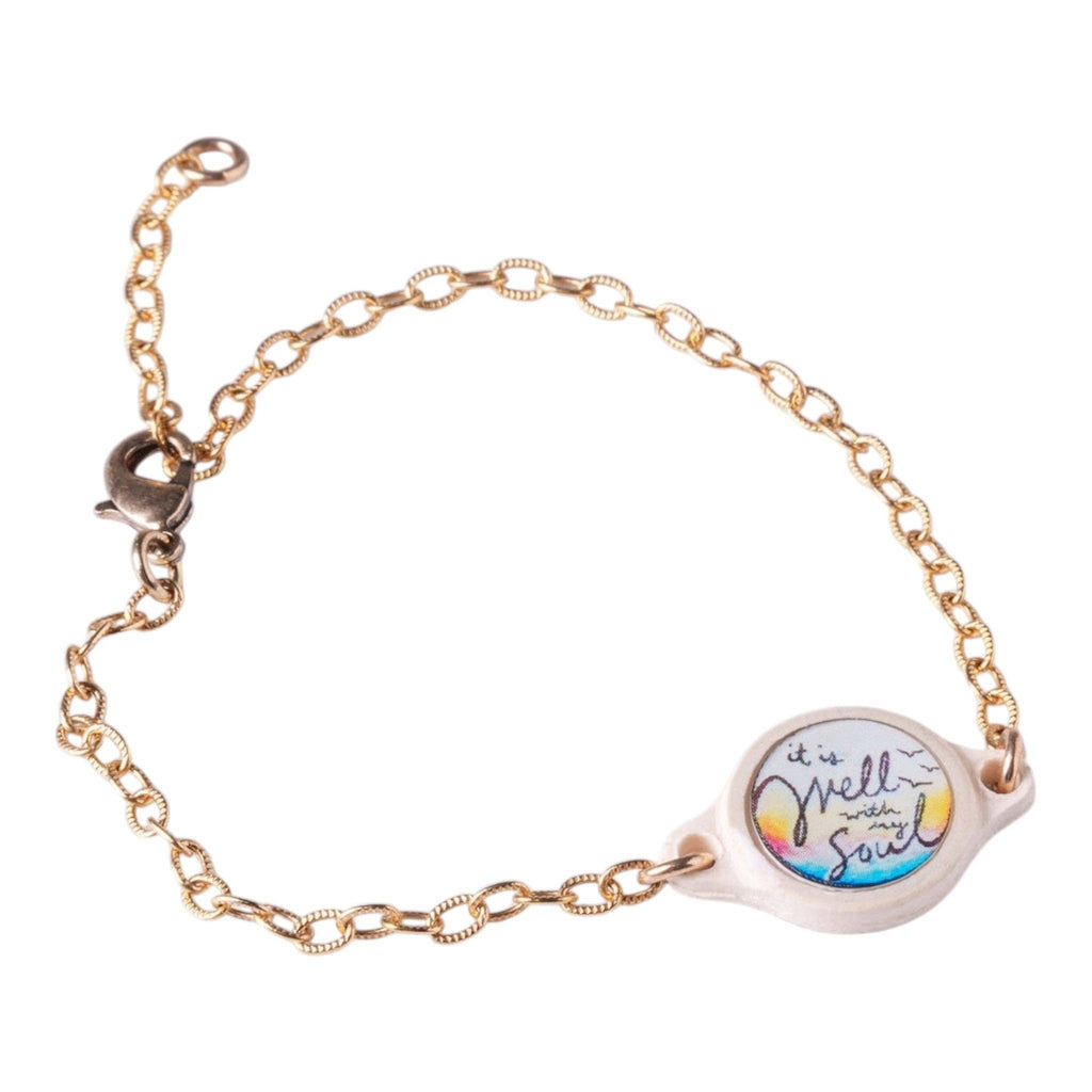 Tap To Pray® Survivor Series Chain Bracelet: 14K Gold-Plated + Vanilla Cross