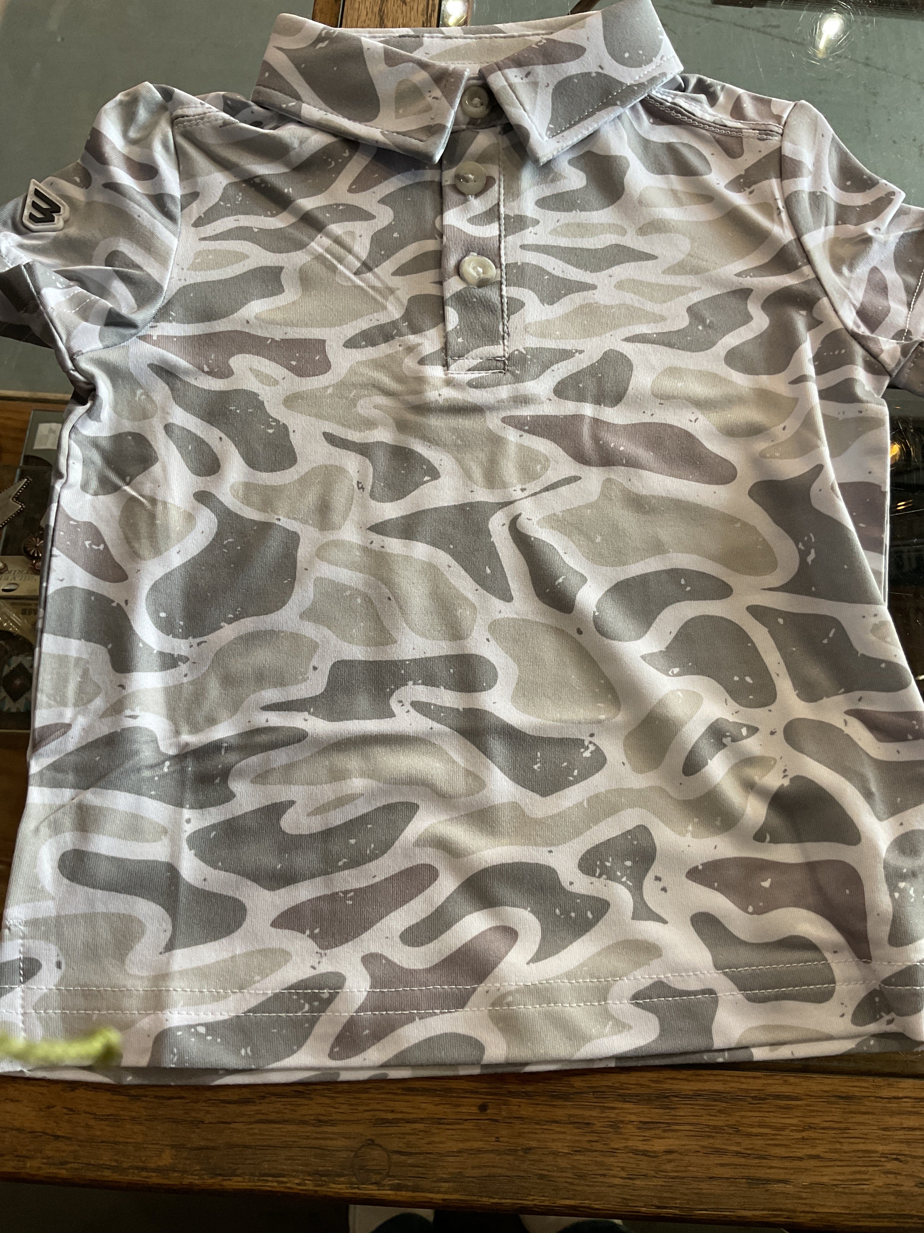 Boys White camo polo