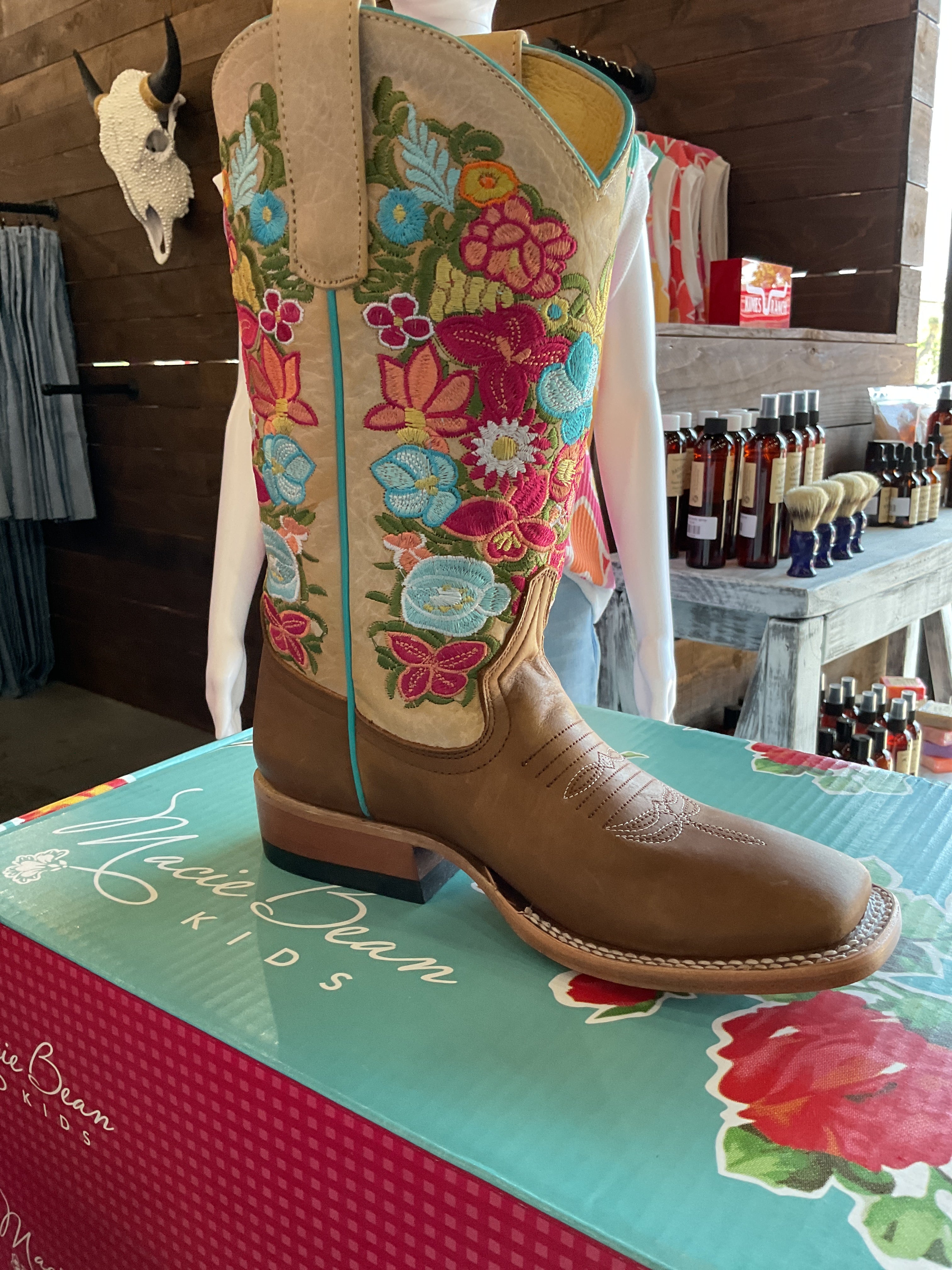 Brown with flowers girls boot