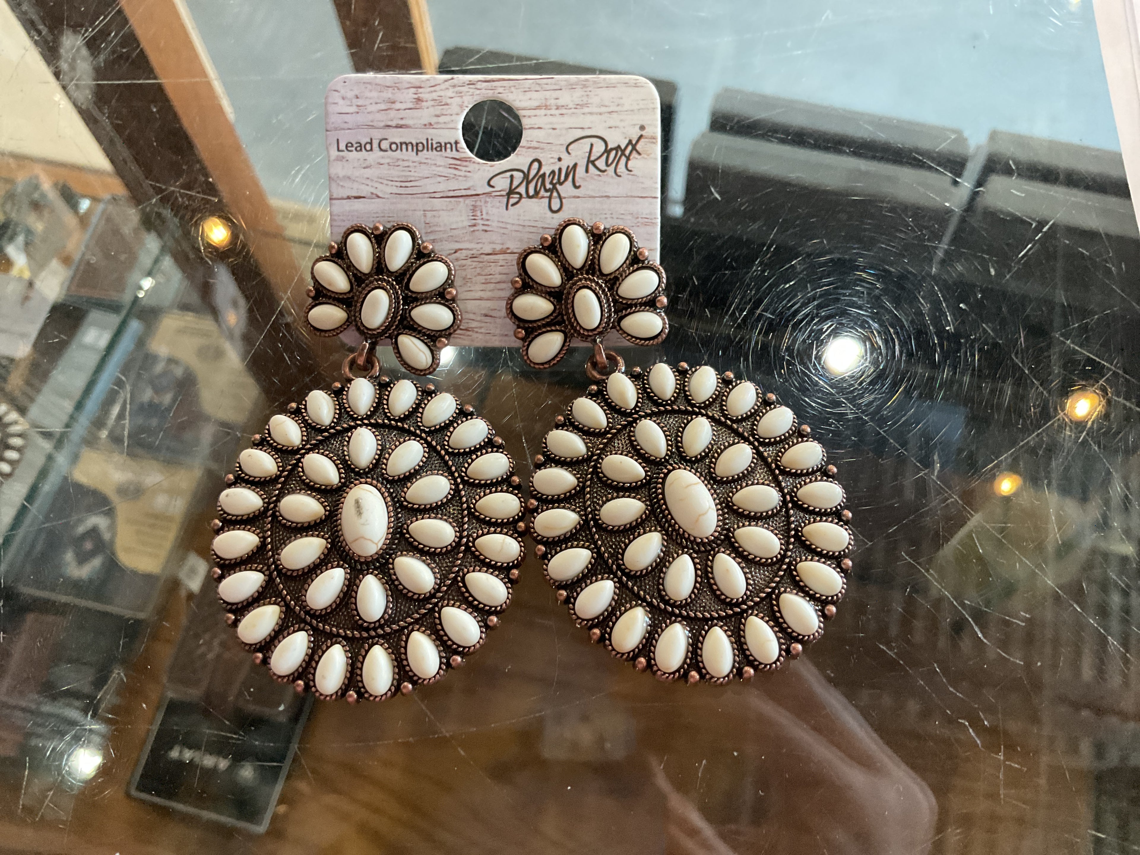 chunky white/copper conch earrings