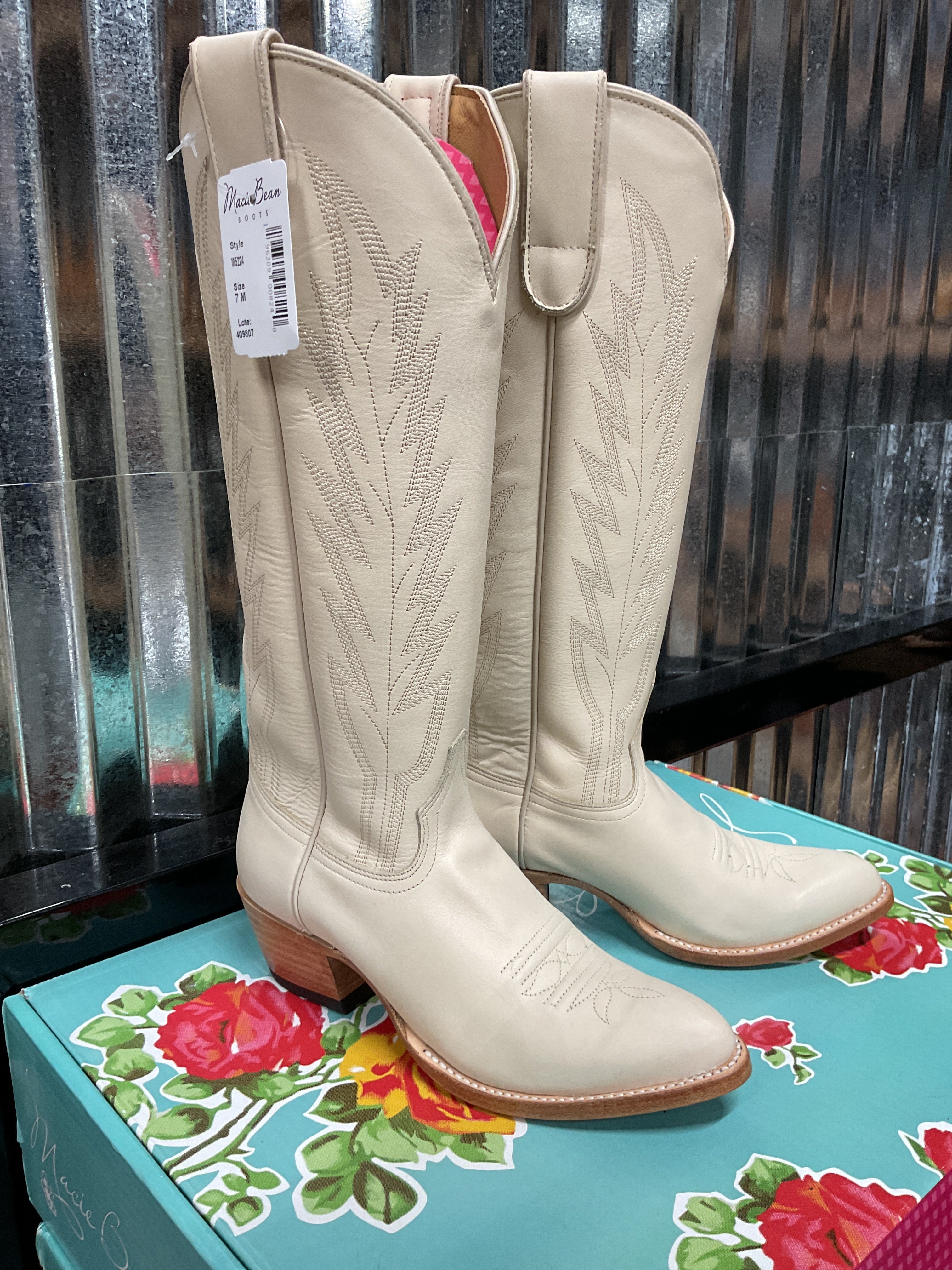Tall white Macie Bean boot