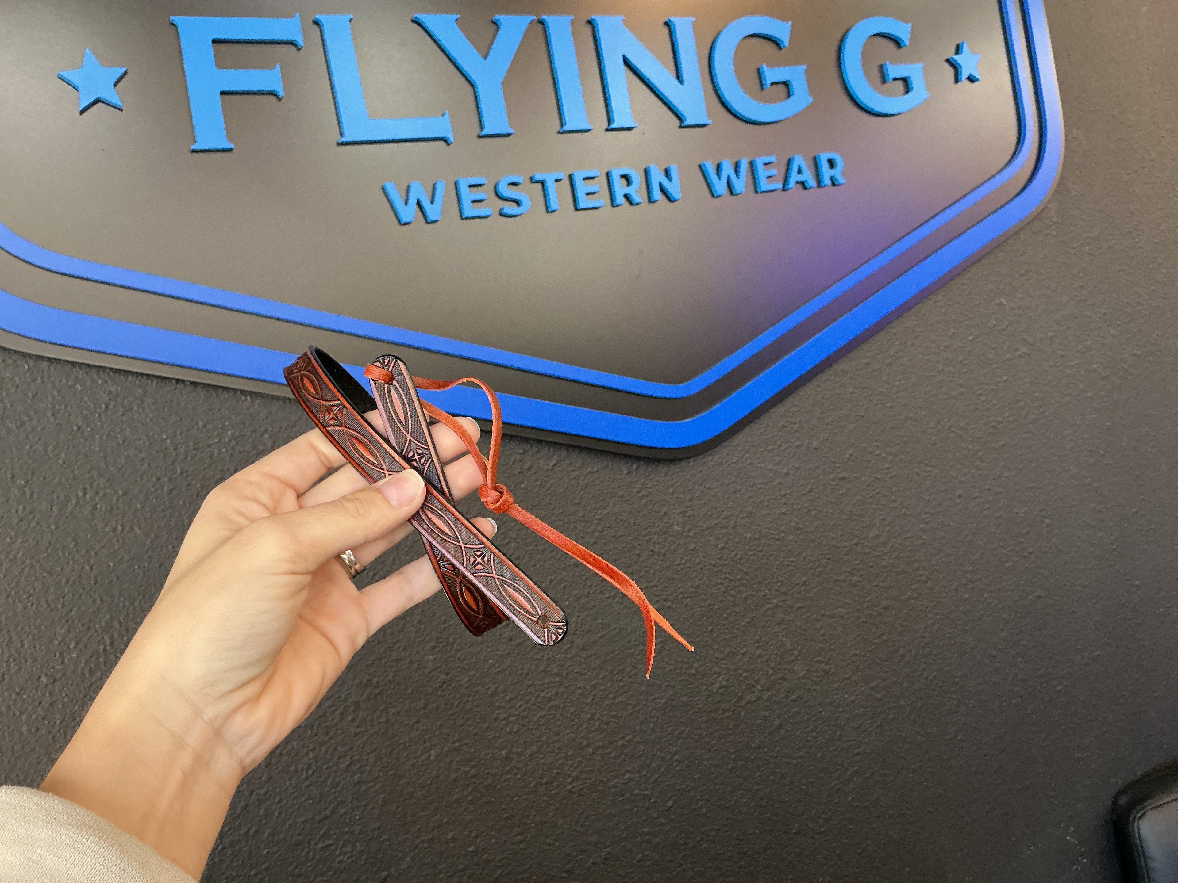 Thin Tooled Leather Tie Band
