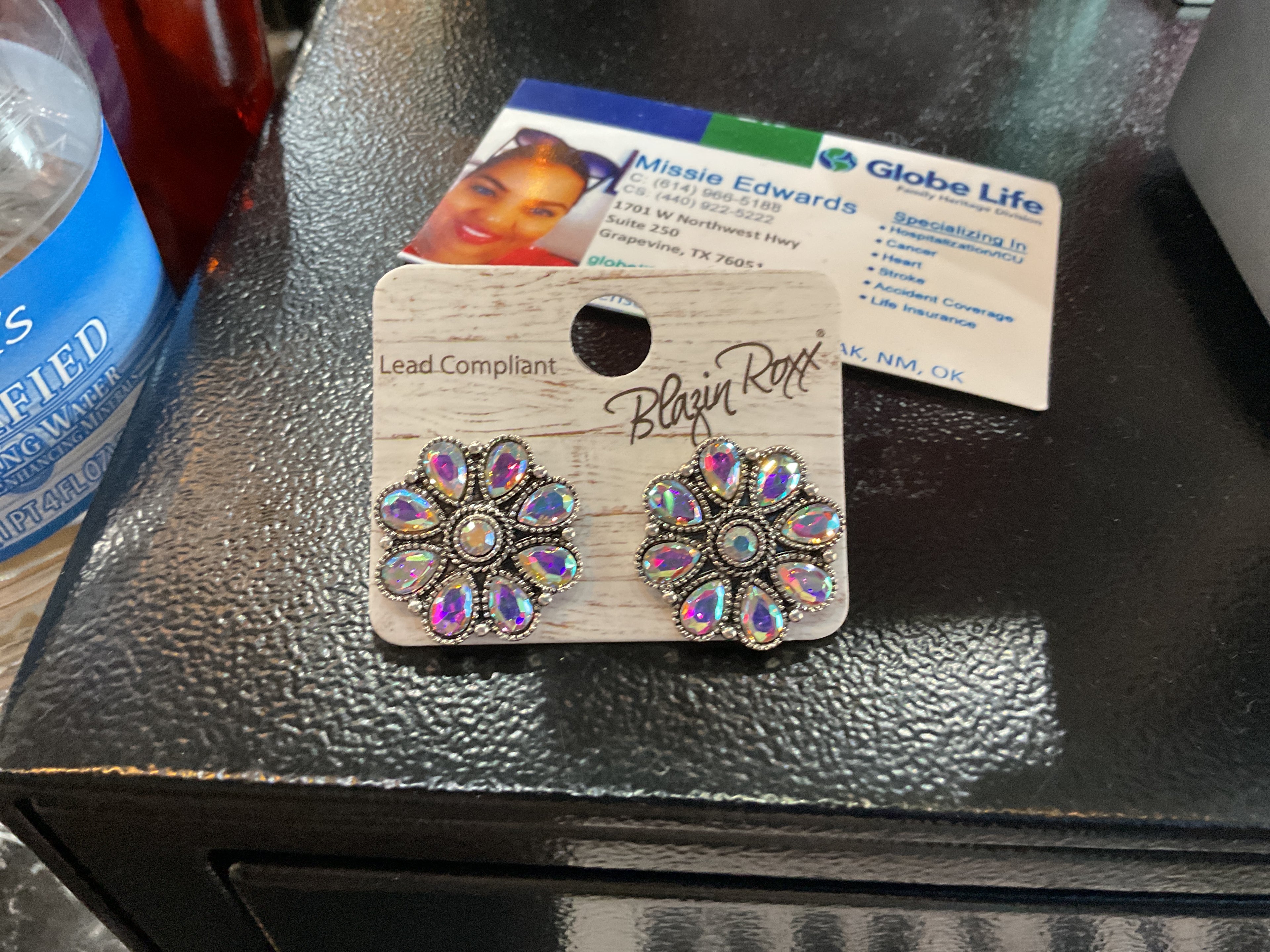 Iridescent flower earrings