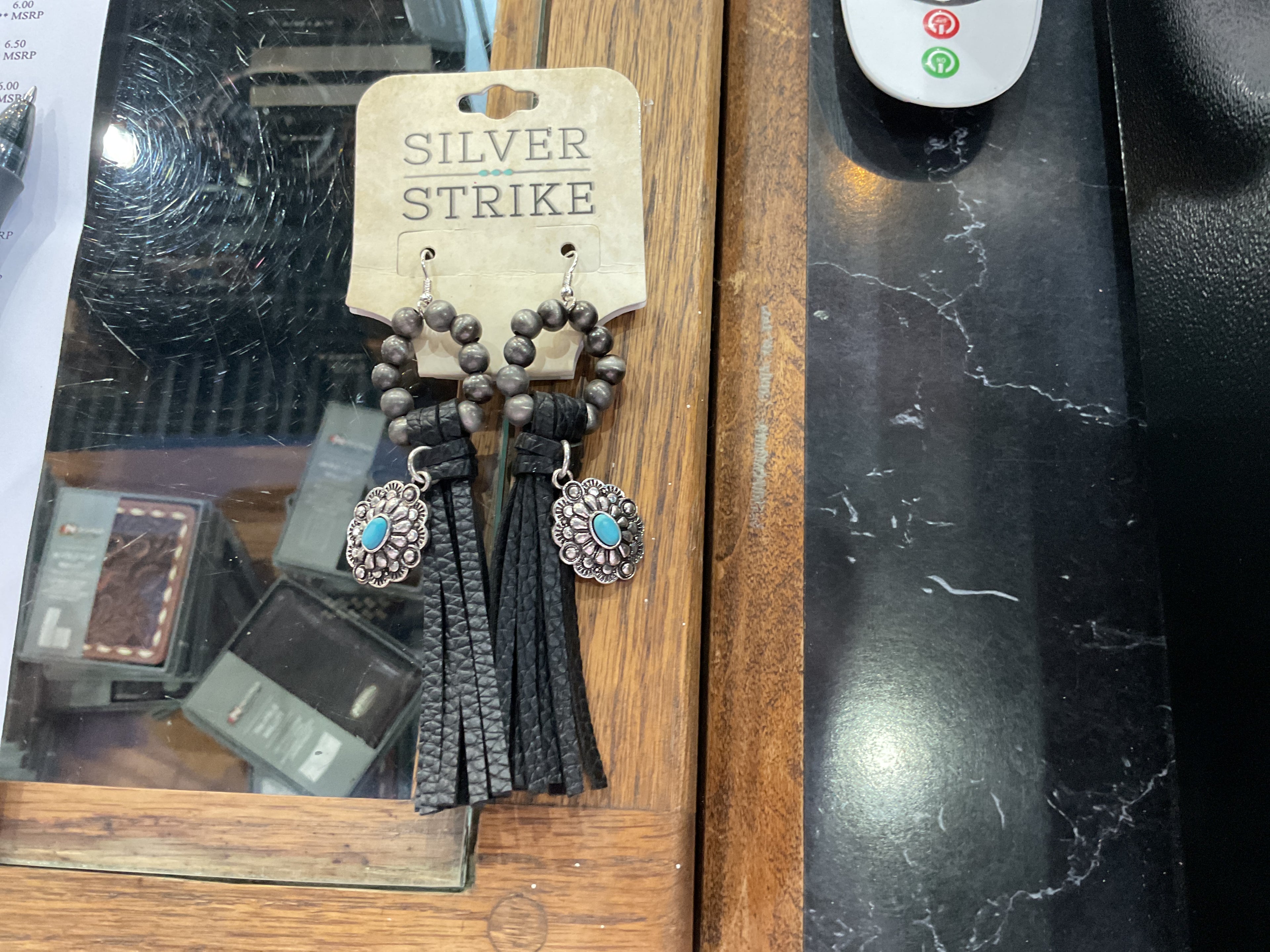 Navajo pearl and fringe earrings