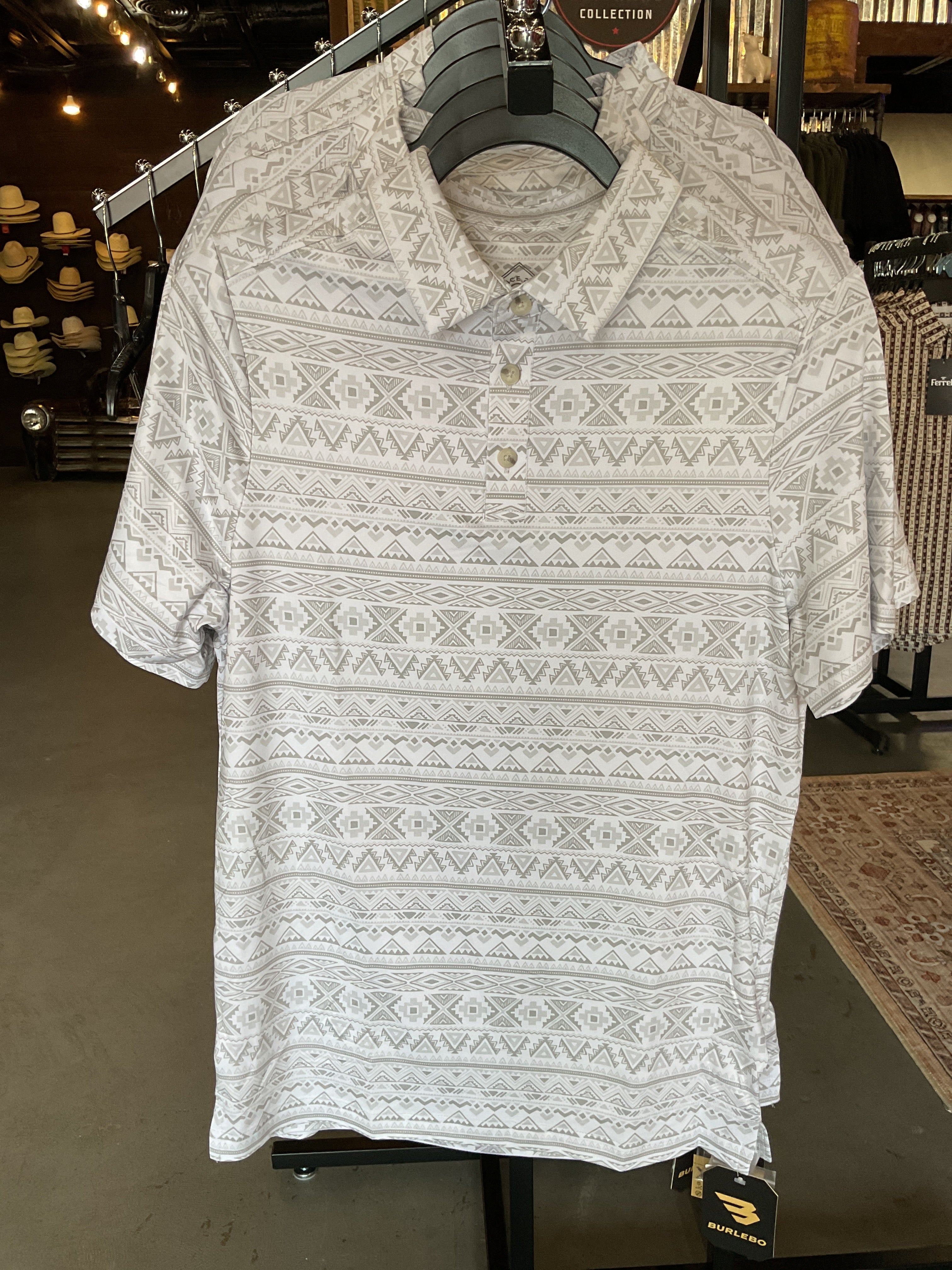 White Aztec polo