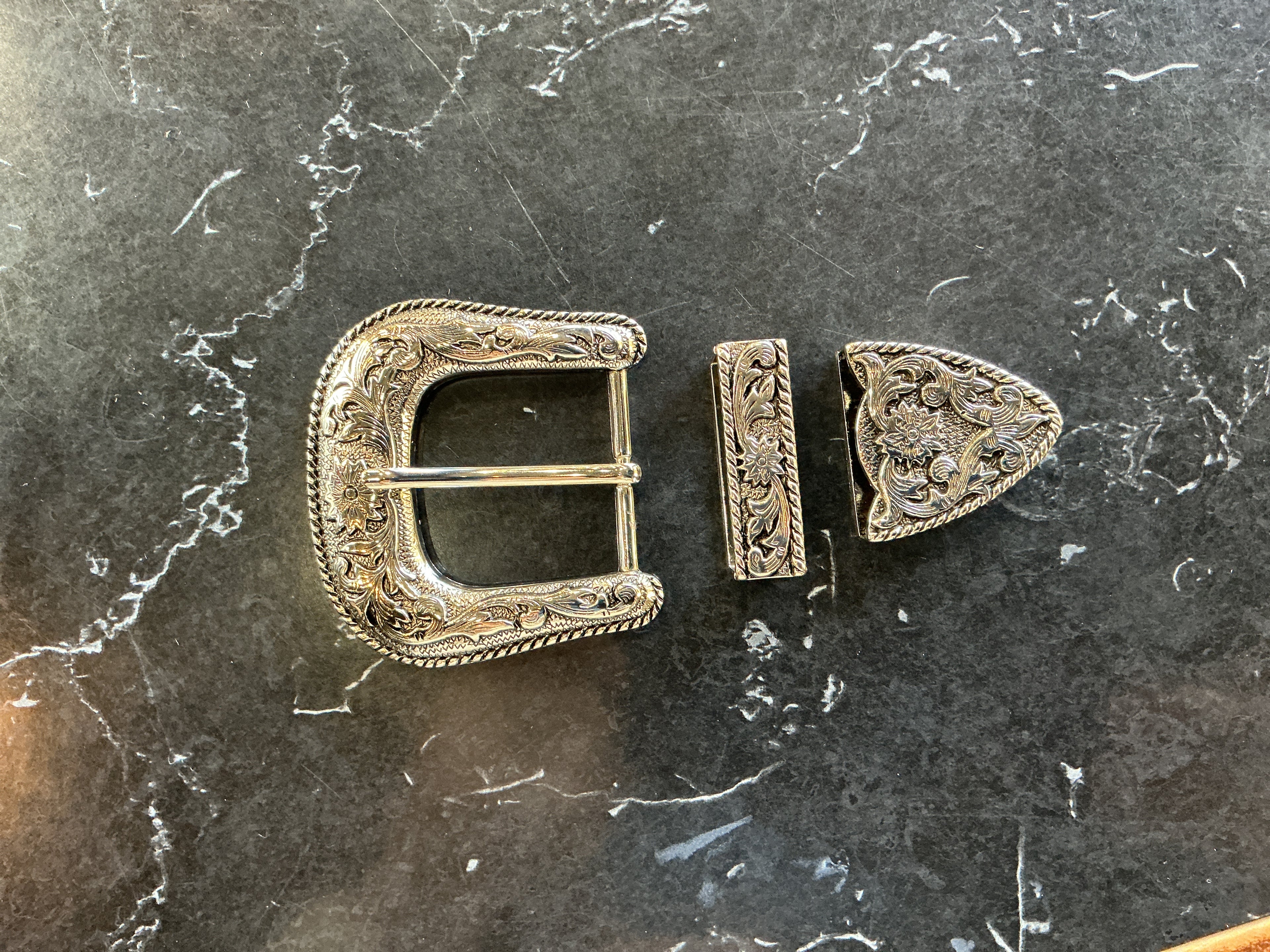 Buckle Set Antique Silver