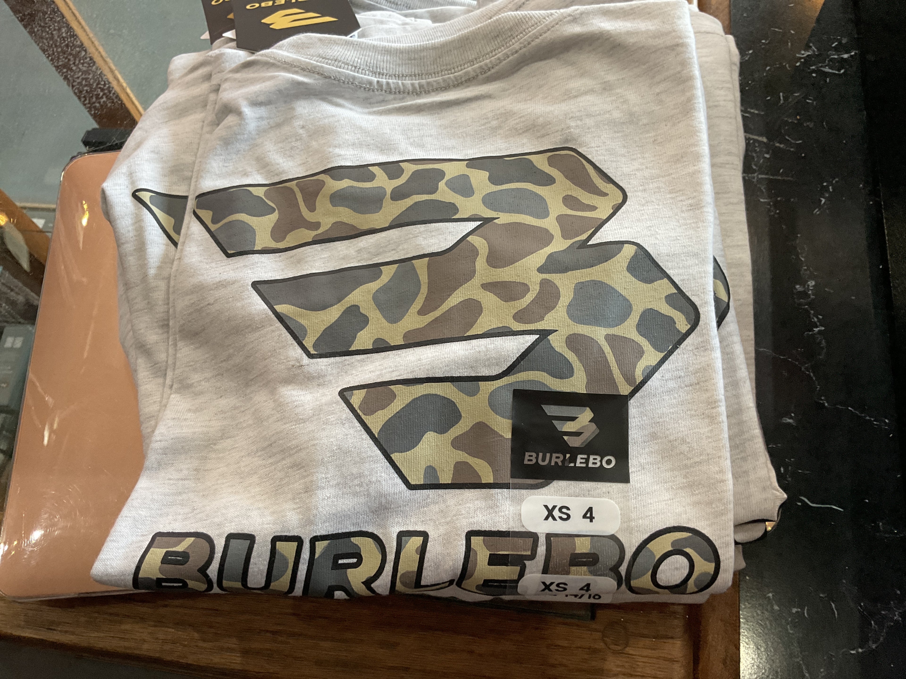 Boys camo Burlebo logo t shirt