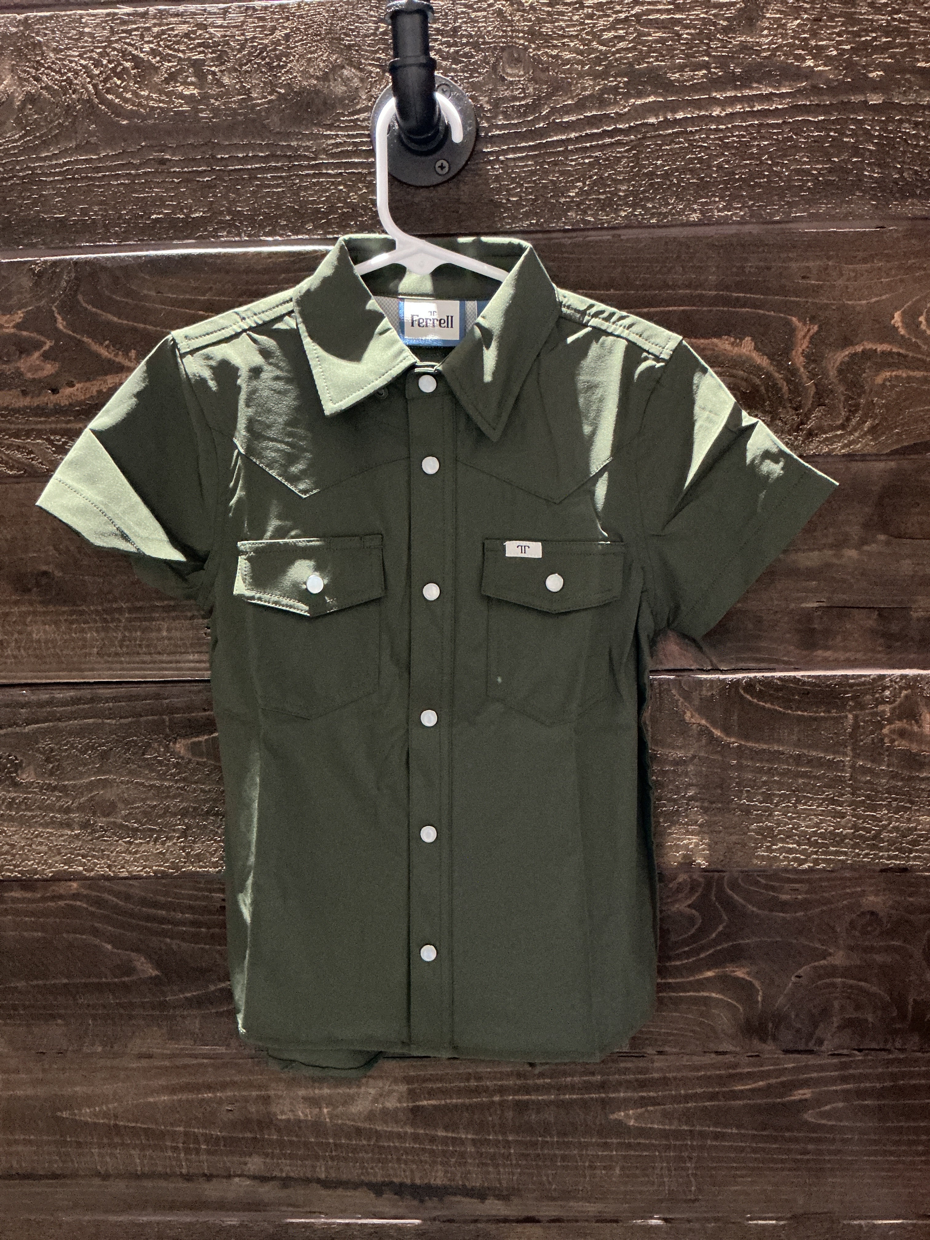 Kids Green Short Sleeve Ferrell Snap