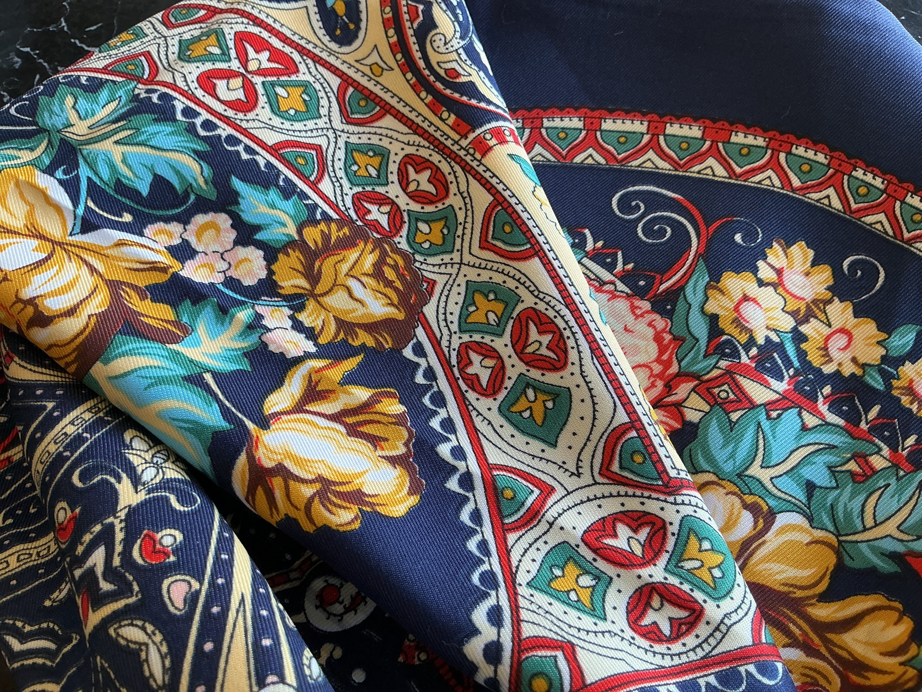 Navy roses and paisley wild rag
