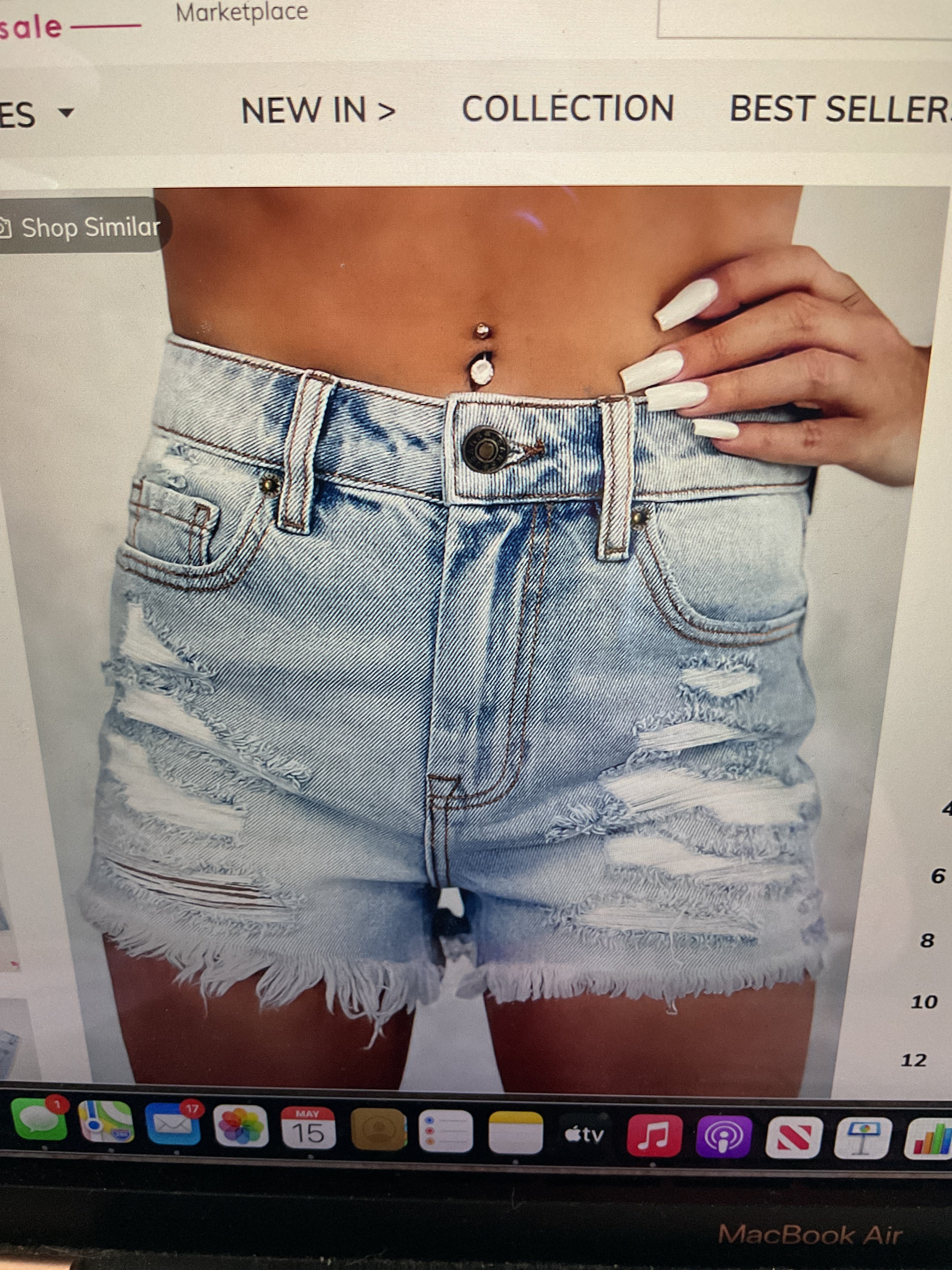 Distressed denim shorts