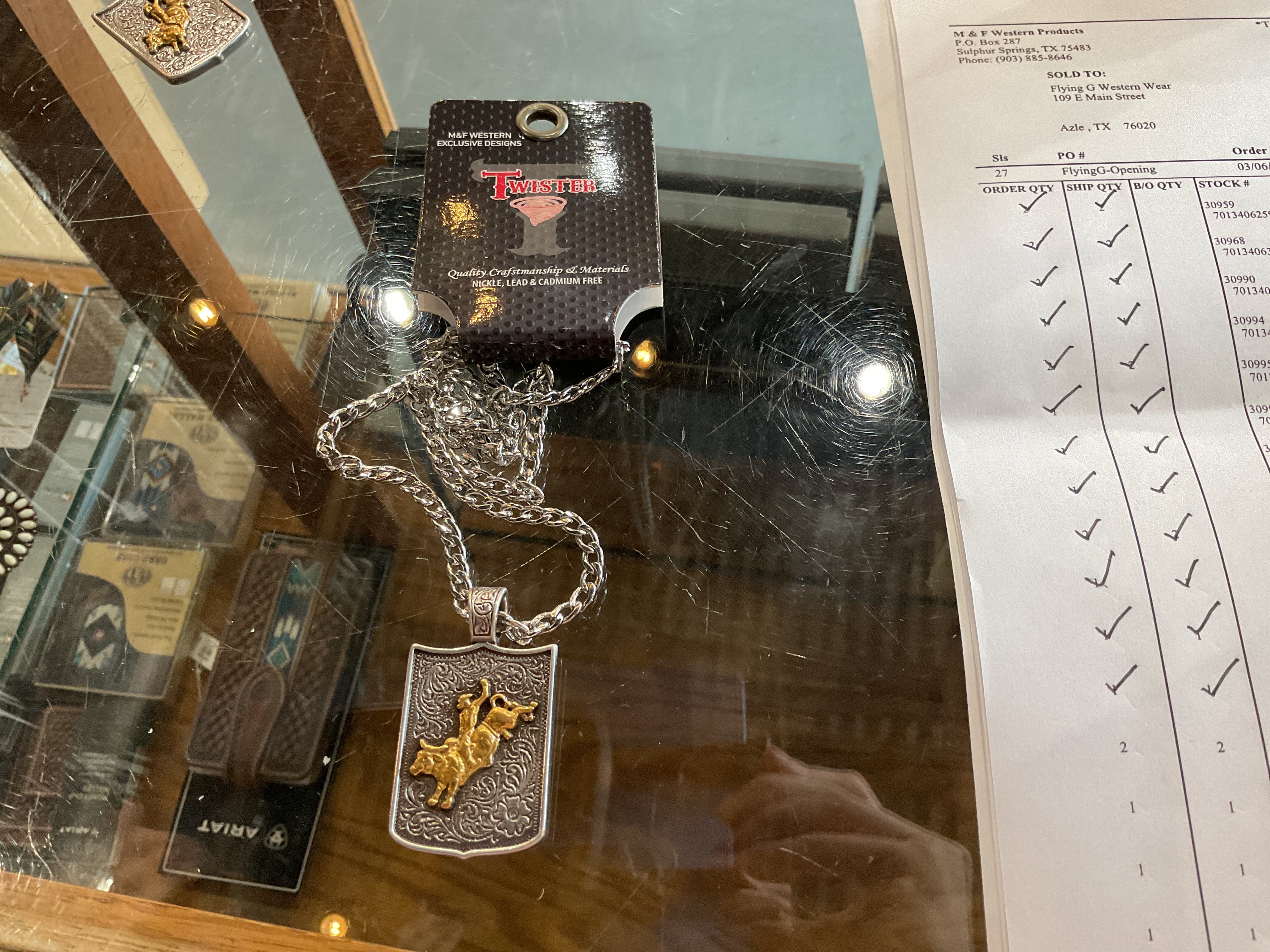 Twister bull rider necklace