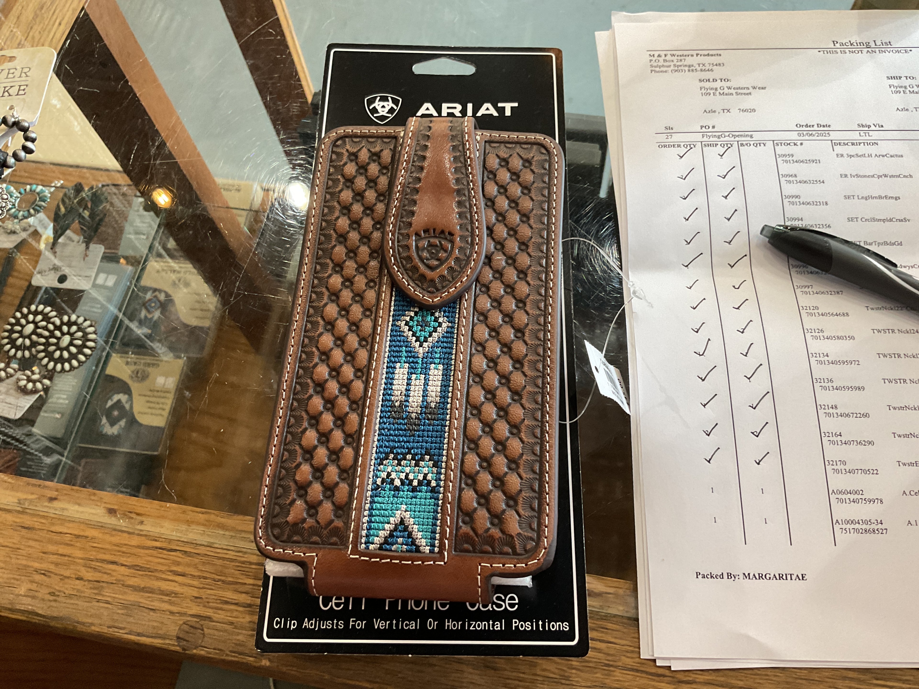 Leather cell phone holder