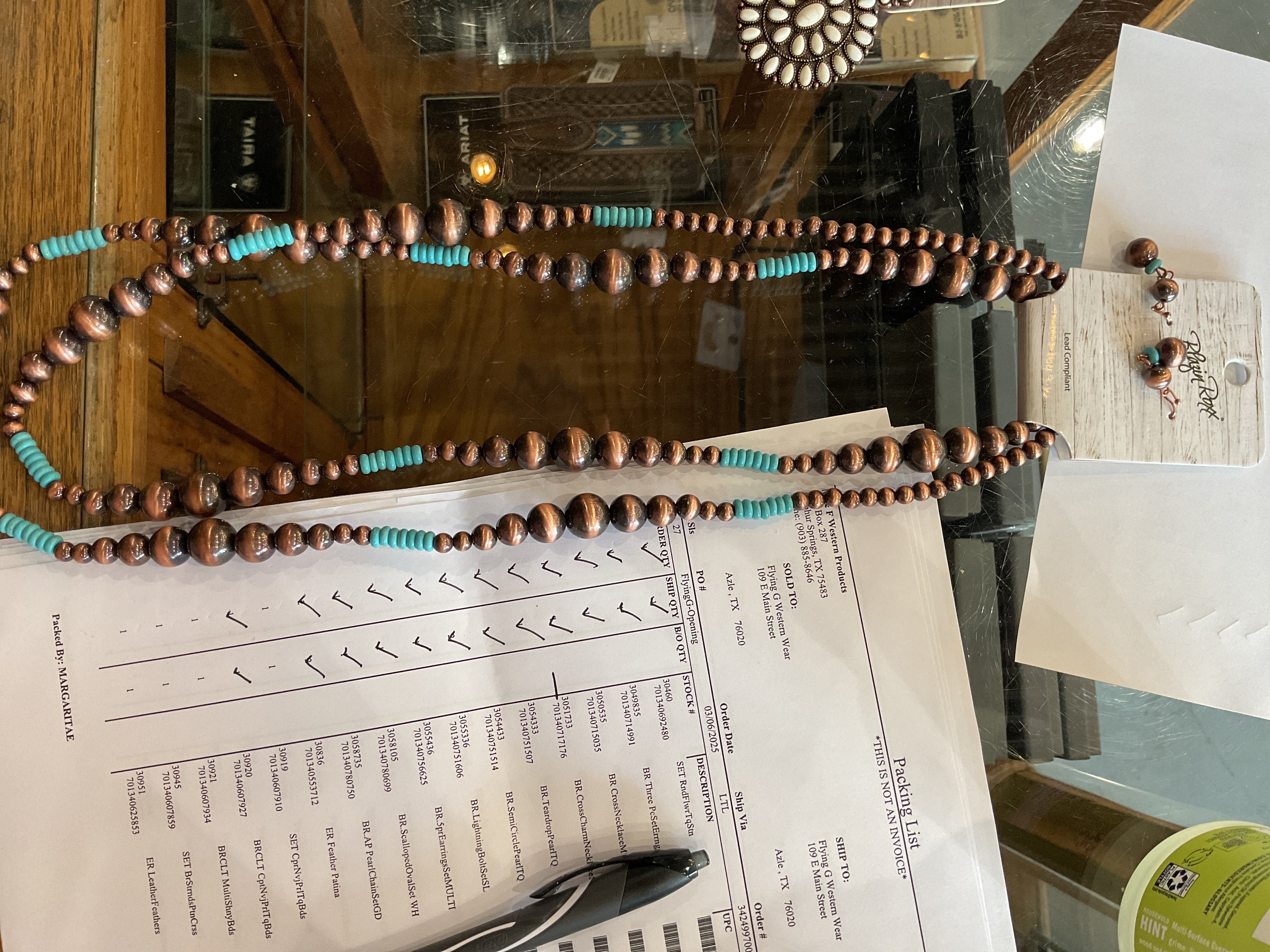 Copper Navajo pearl set with TQ beads