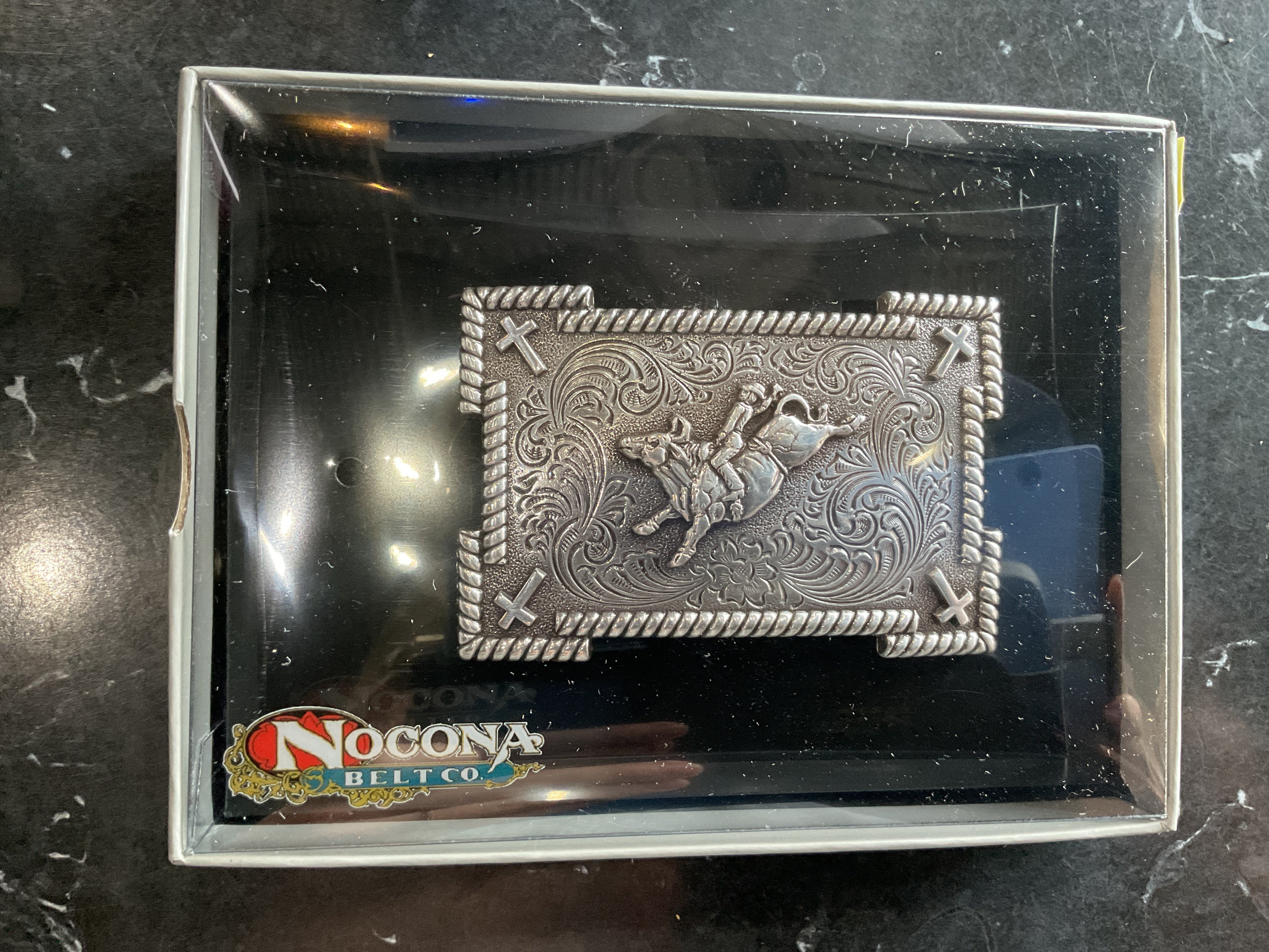 Silver youth bull rider buckle