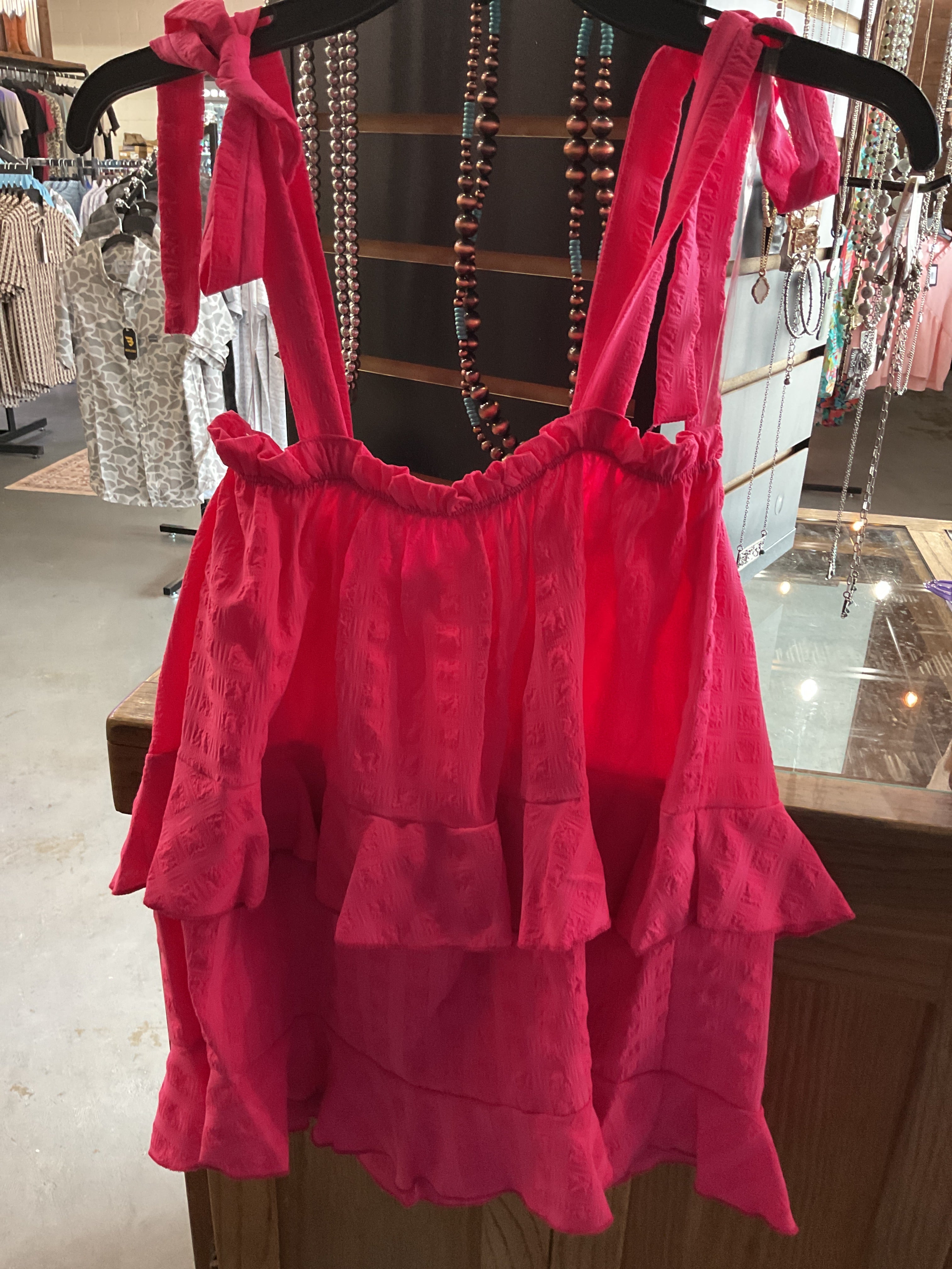 Pink ruffle top