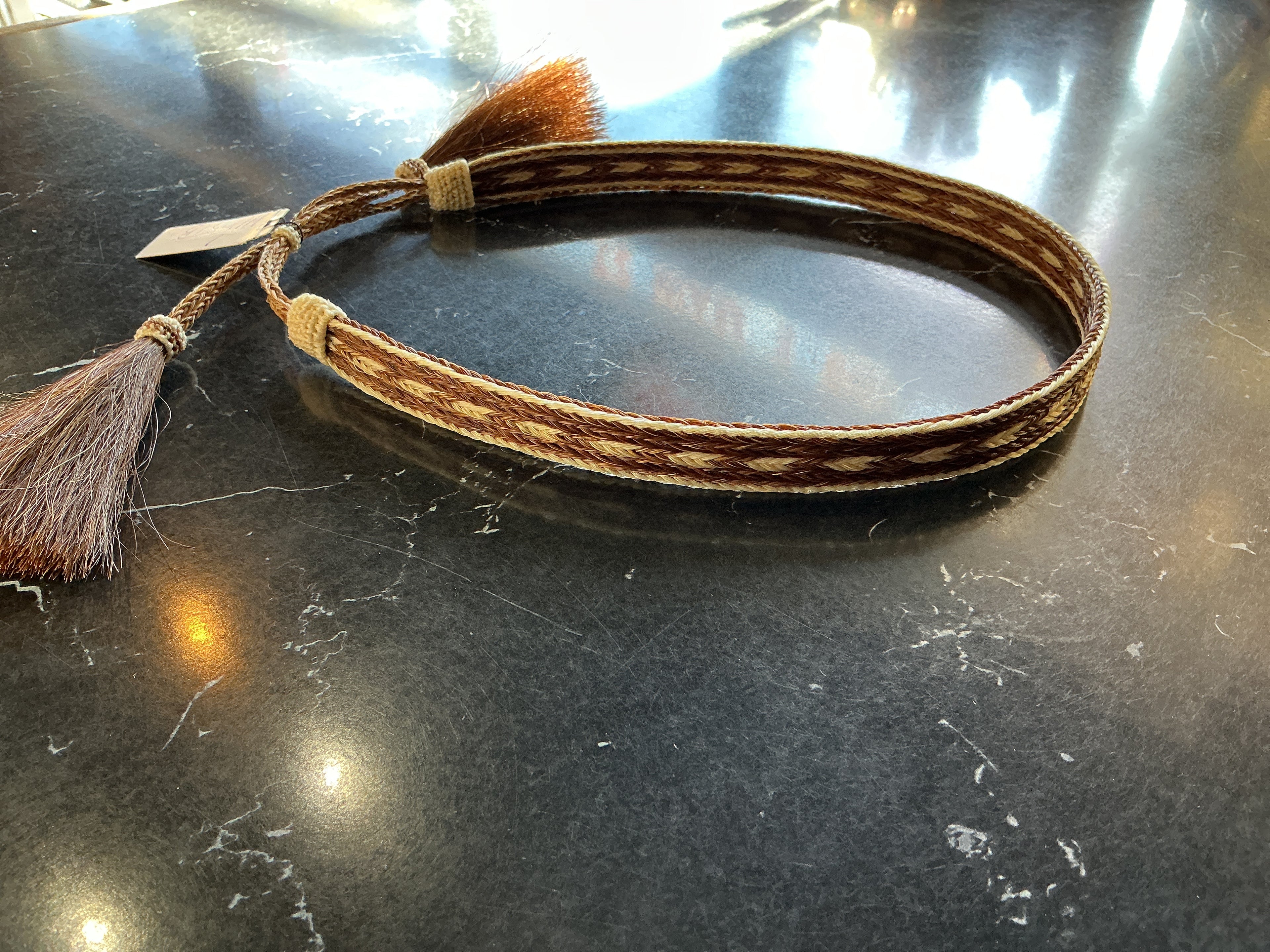 Brown/White Hat Band