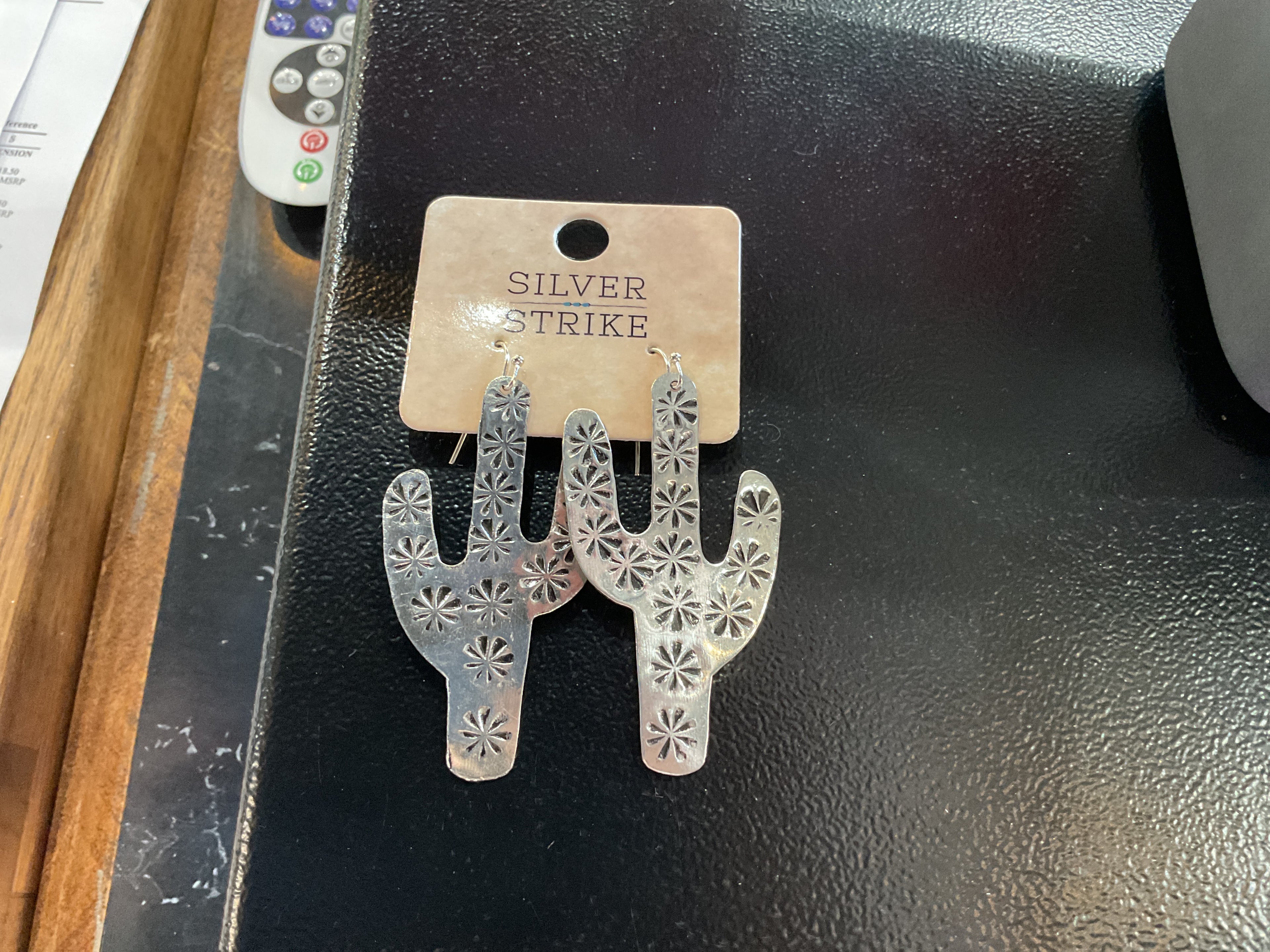 Silver cactus earring