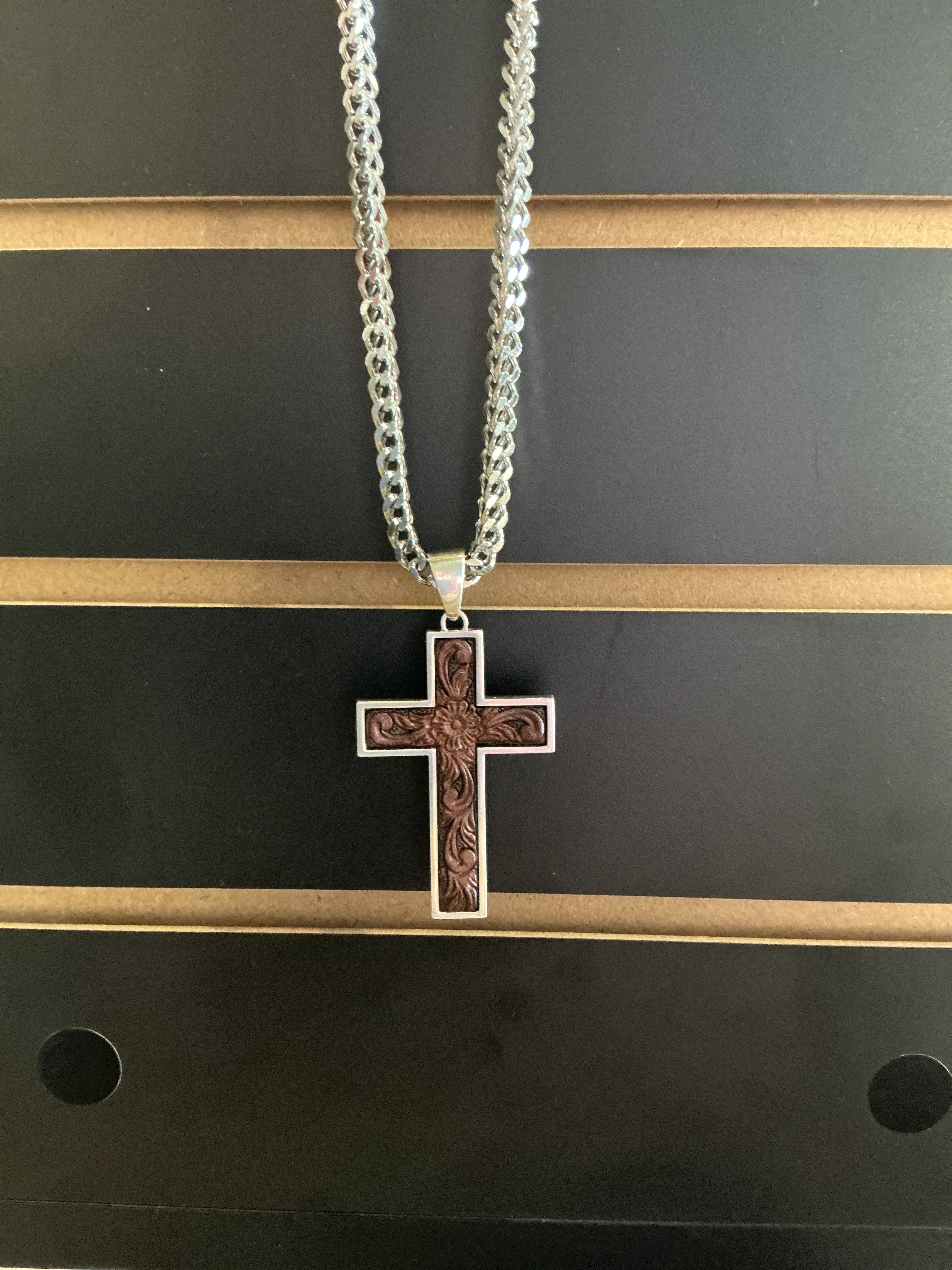 Twister Leather Cross Necklace