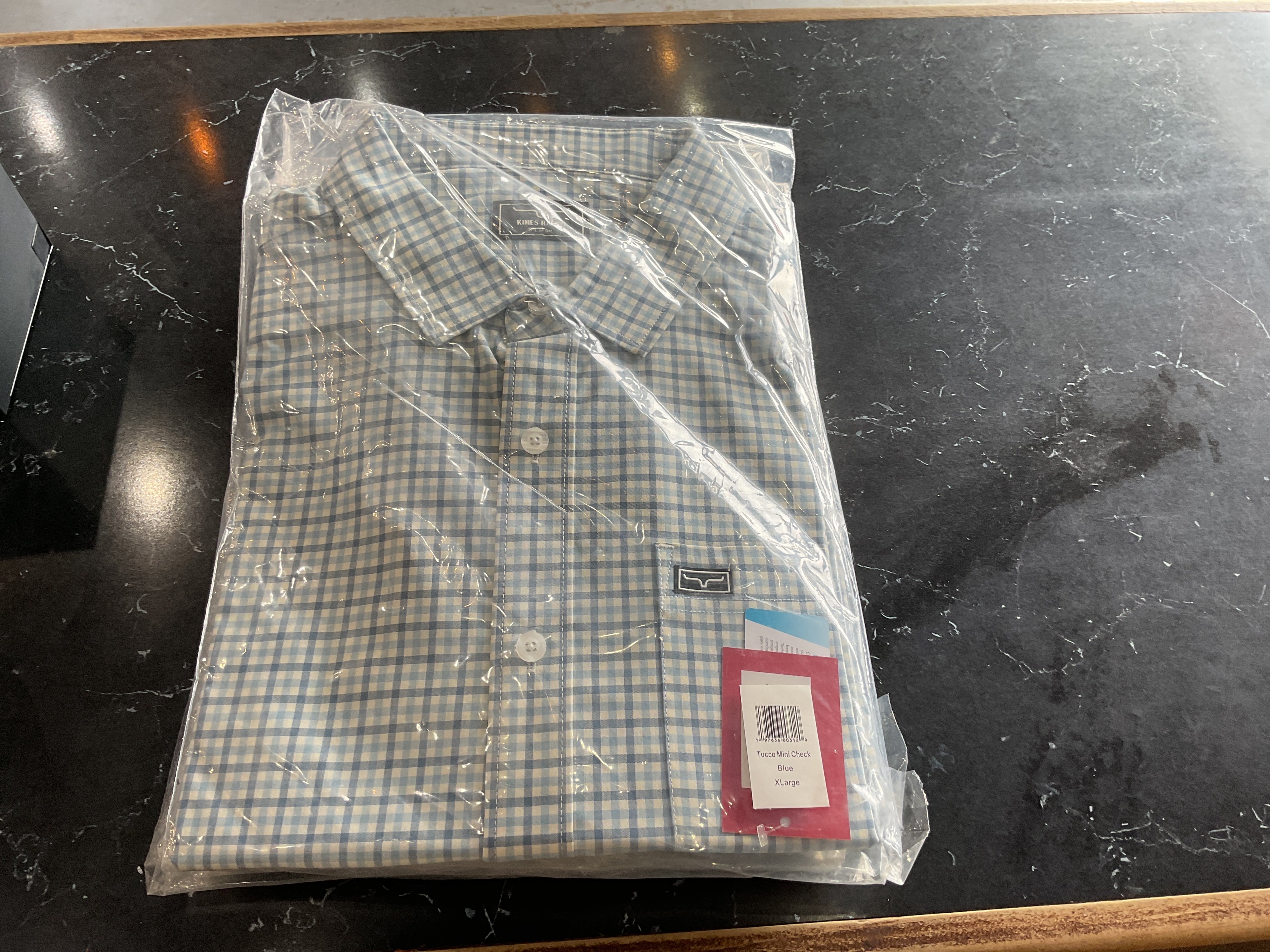 Blue plaid kimes ranch button up