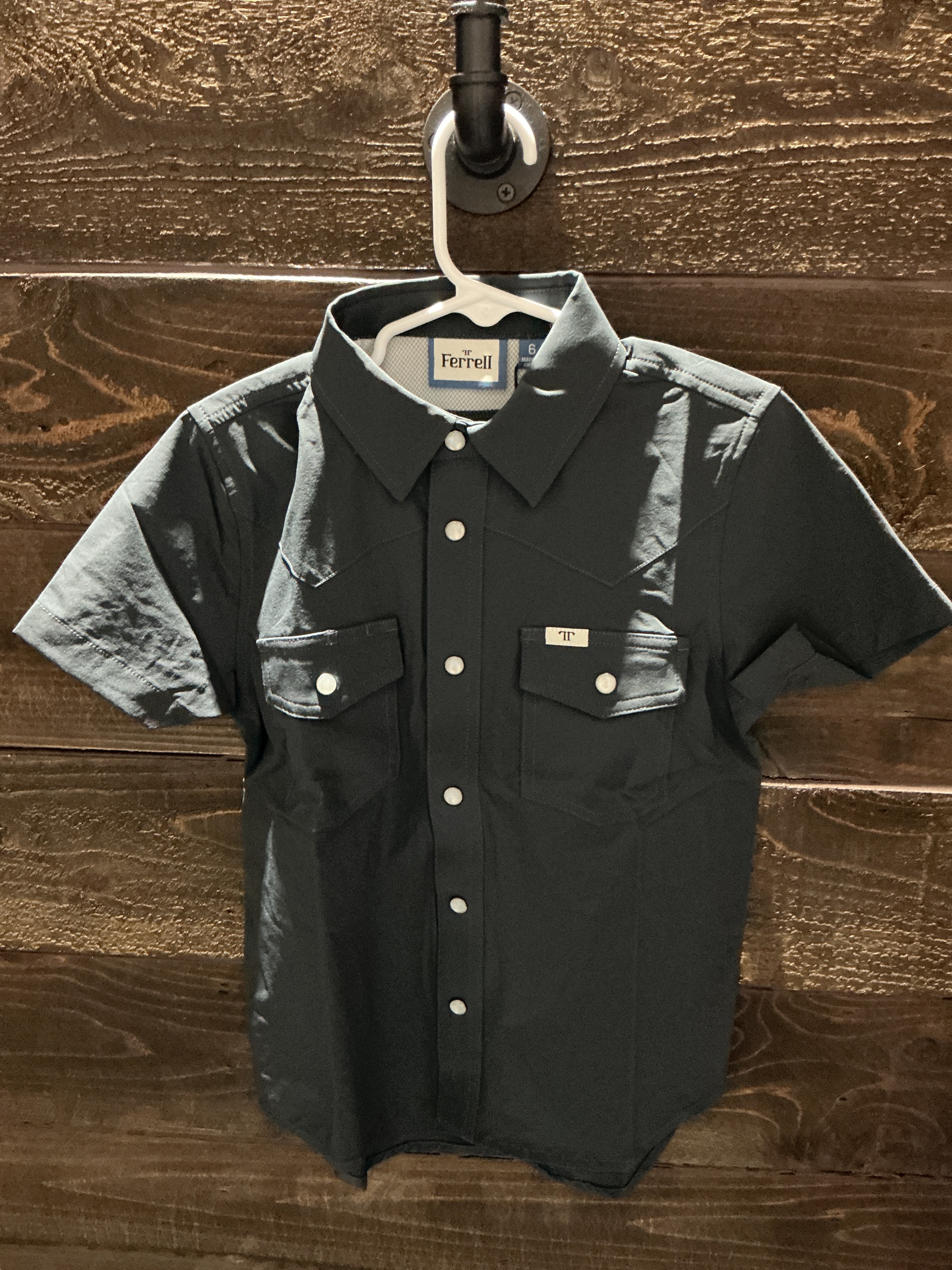 Kids Grey Short Sleeve Ferrell Snap