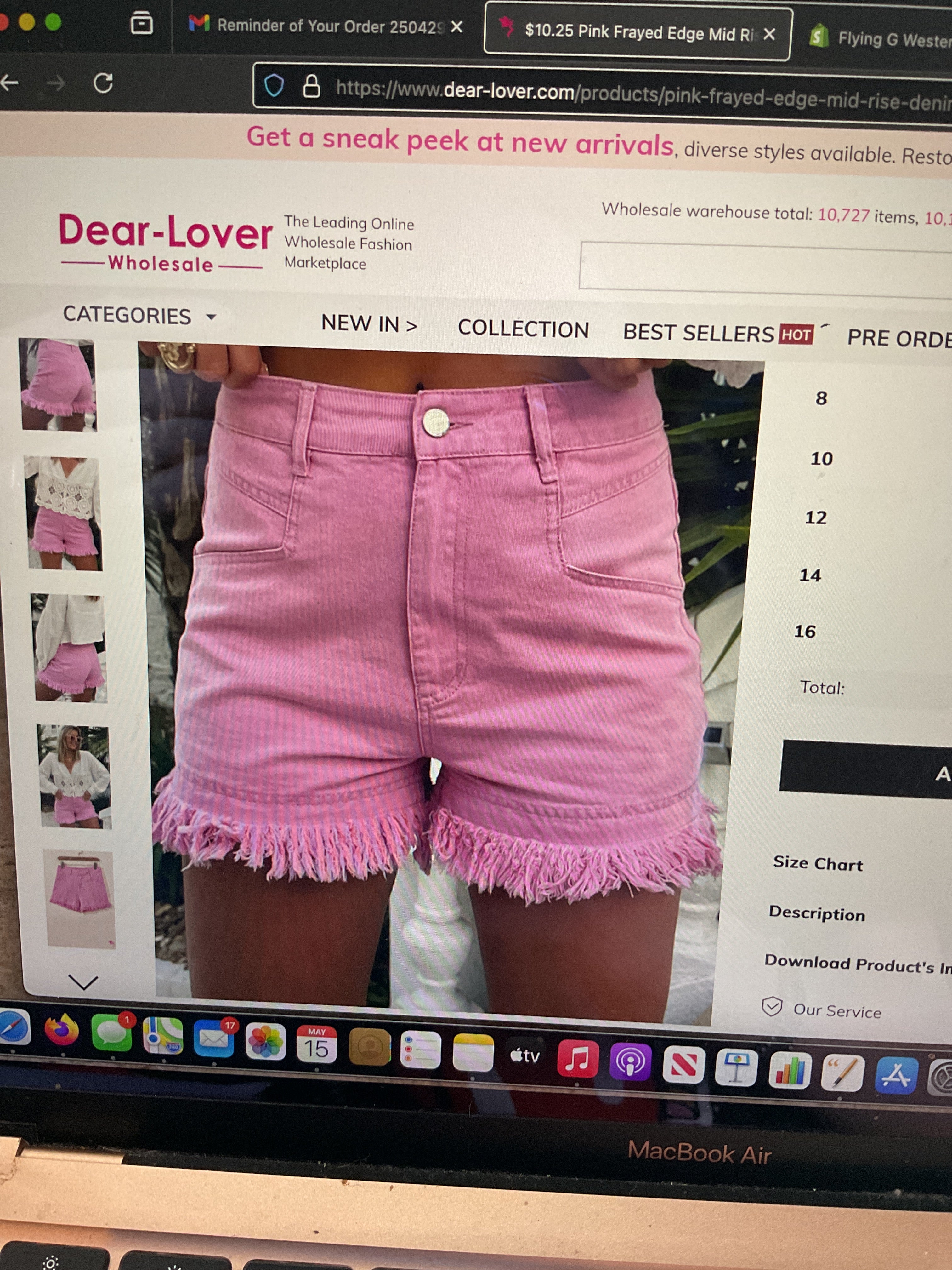 Pink denim shorts