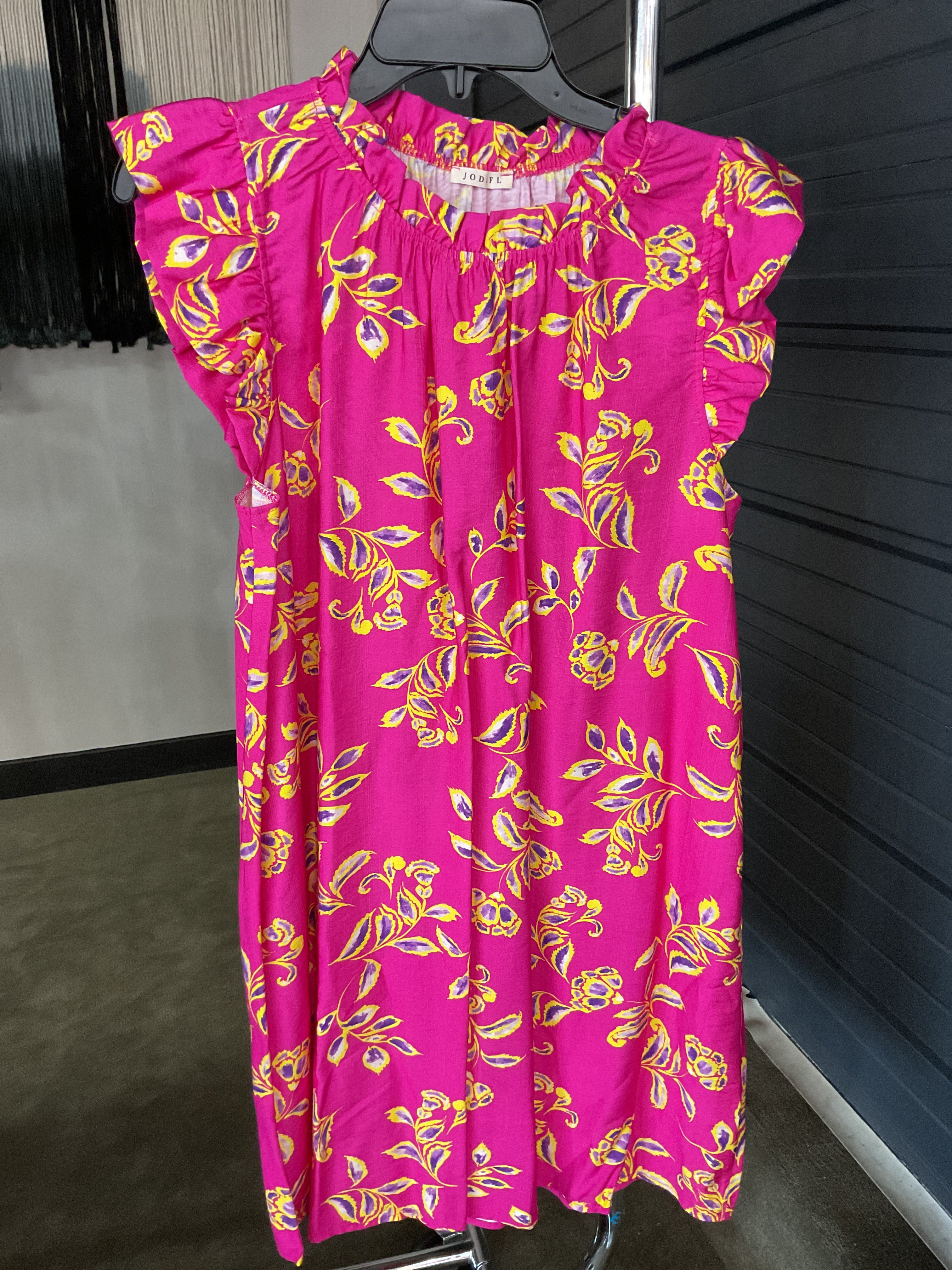 Hot pink and yellow dress